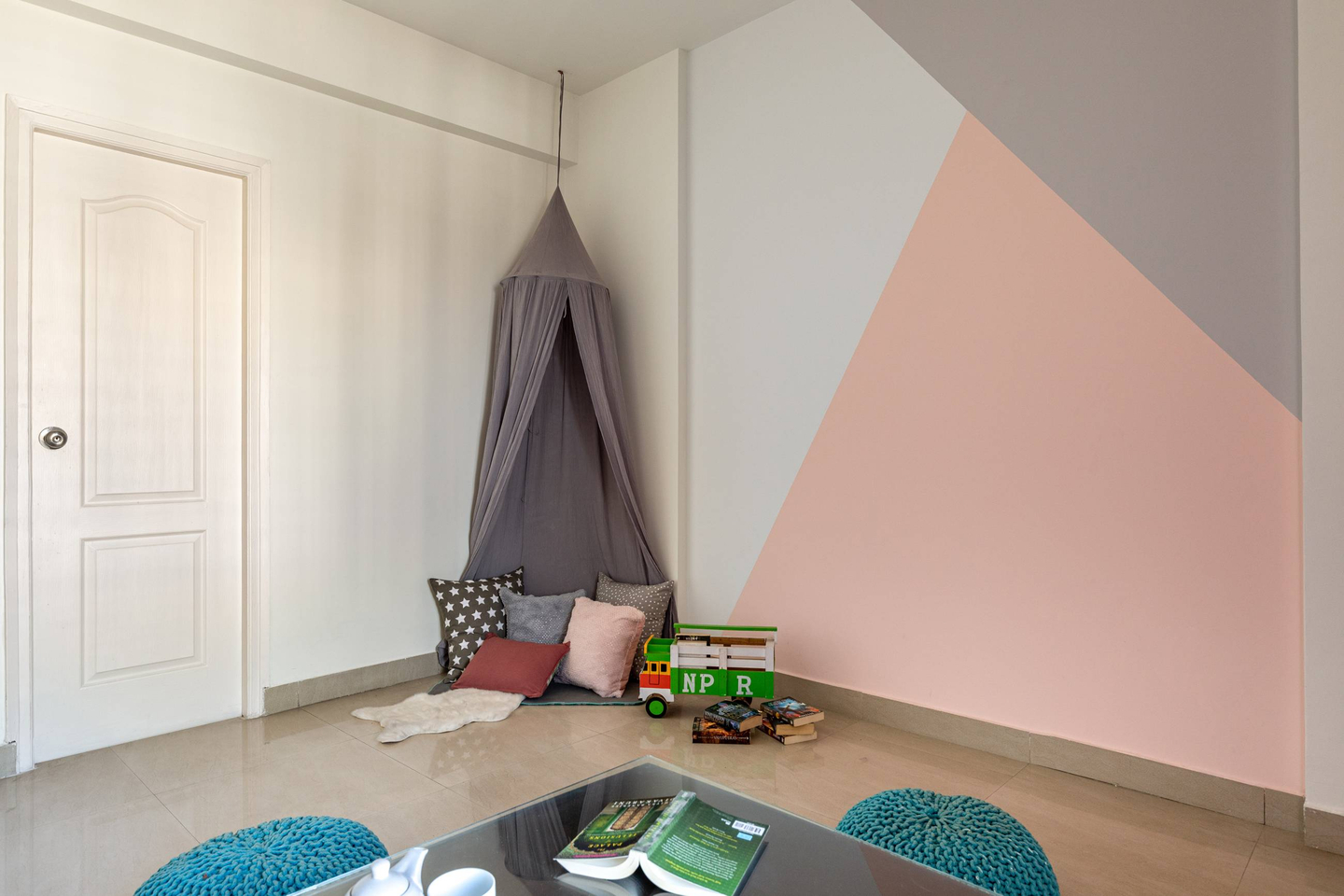 Modern Kids Room With A Floor Bed With A Canopy