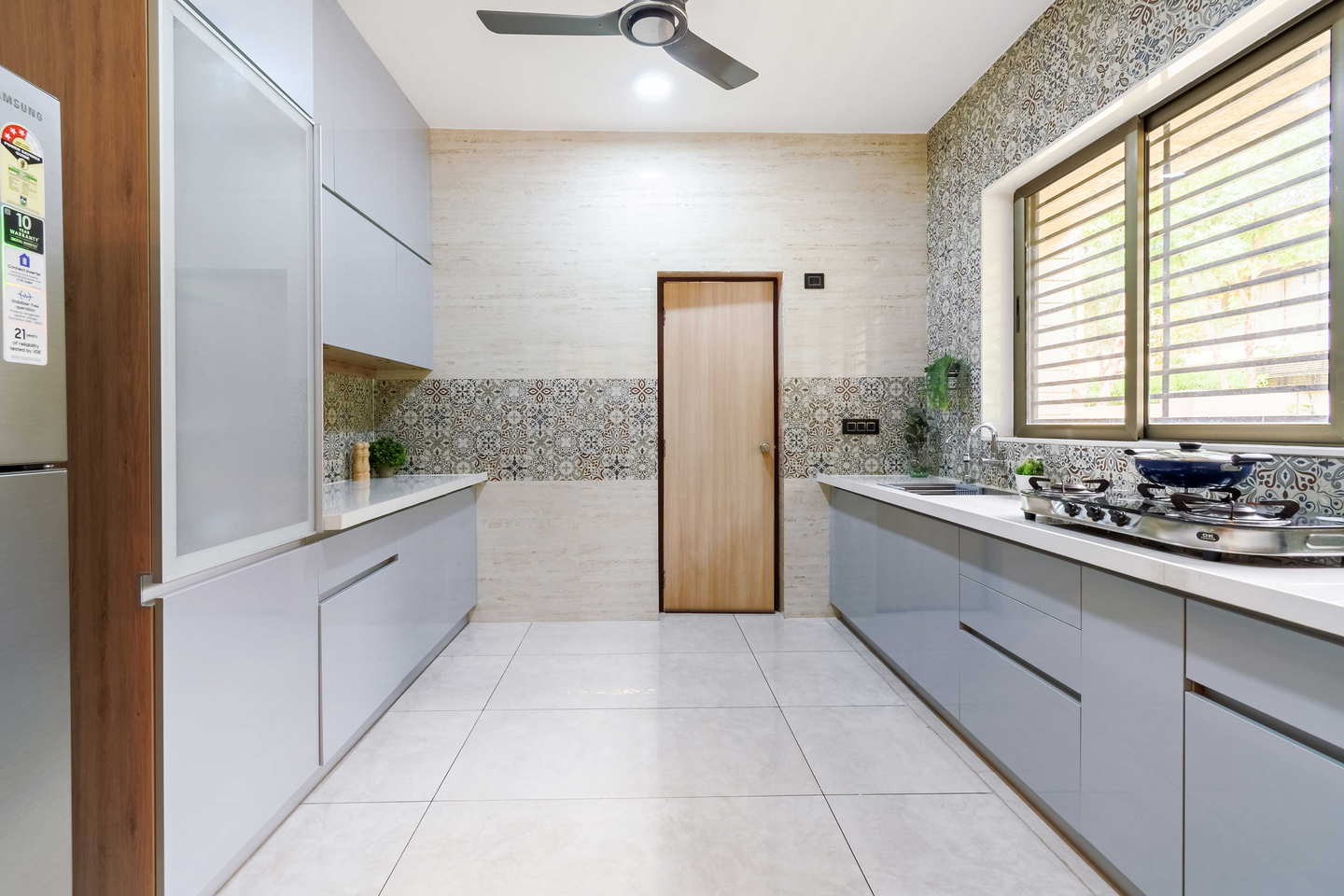Grey Parallel Kitchen Design - Livspace
