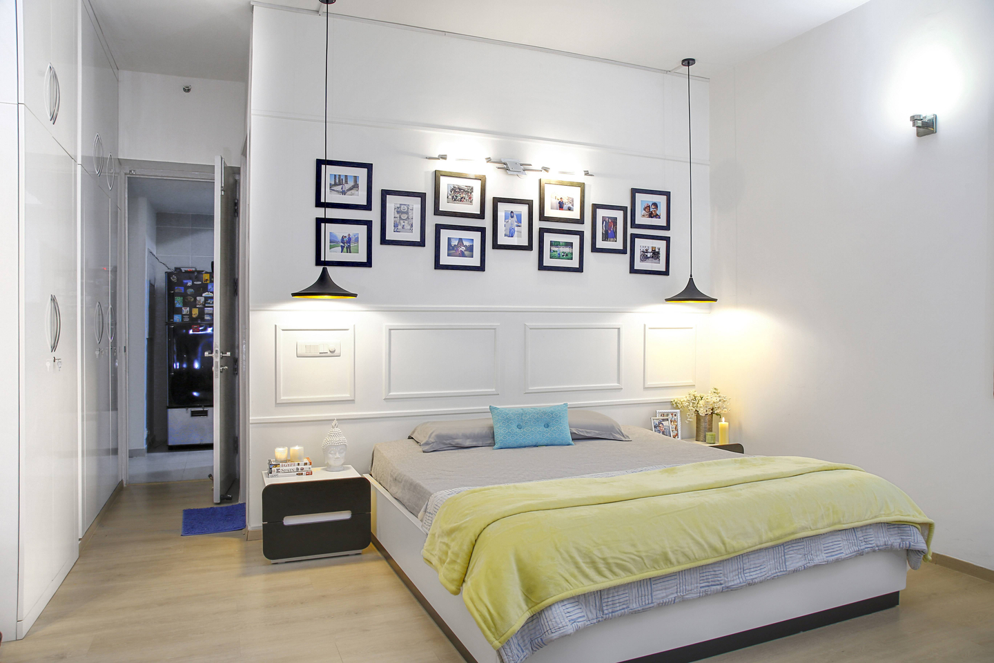 Contemporary Bedroom Design With A White Bed And Wooden Side Tables
