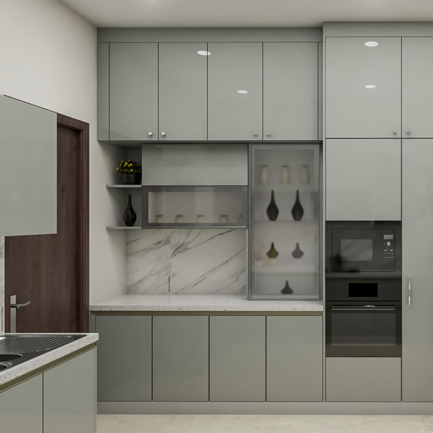 Rectangular White Tiles Design For Kitchens Livspace