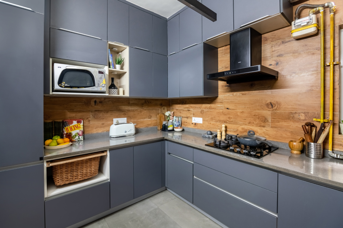 Matte Brown Wall Tiles Design For Kitchens Livspace