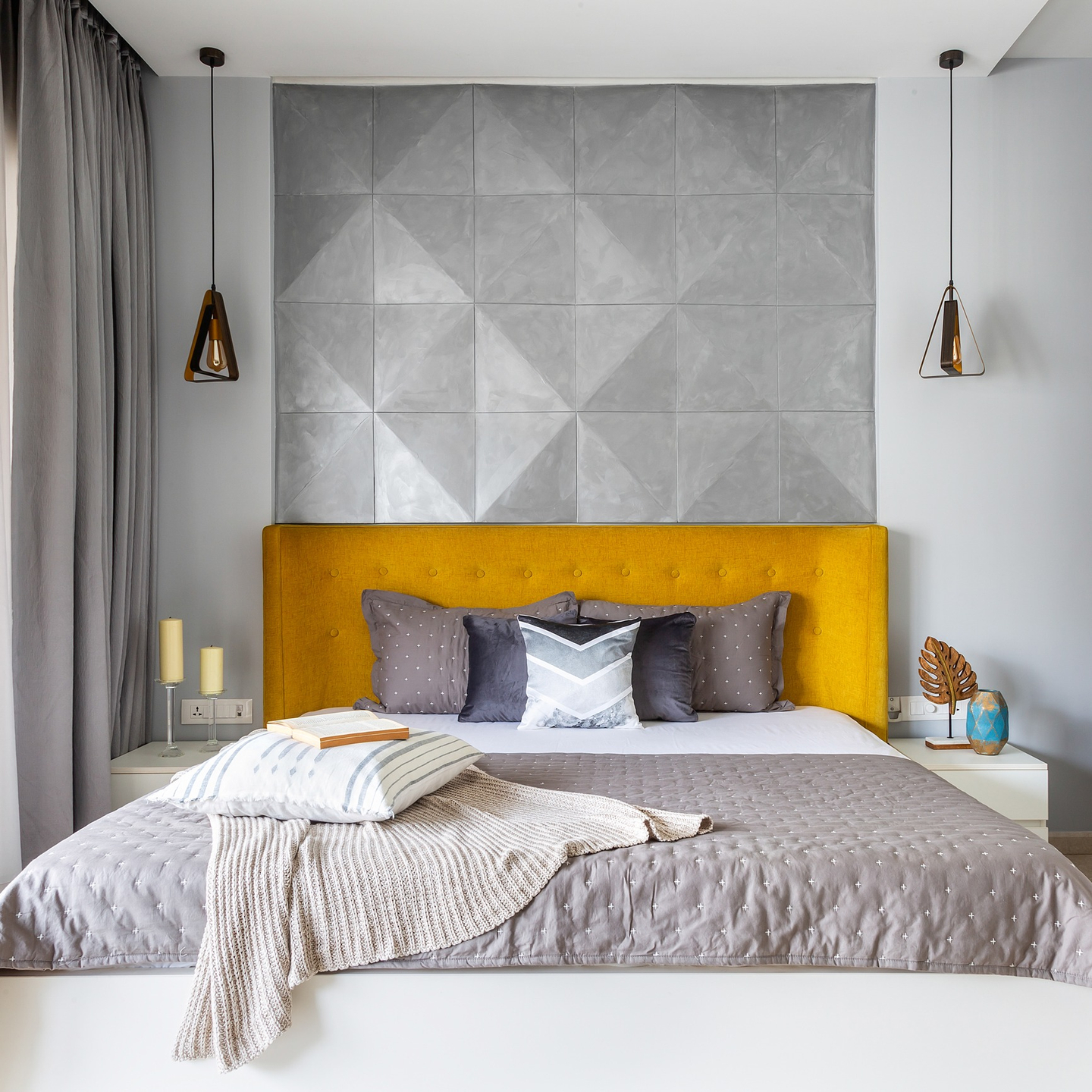 DualTone Grey Wall Design For Bedrooms Livspace