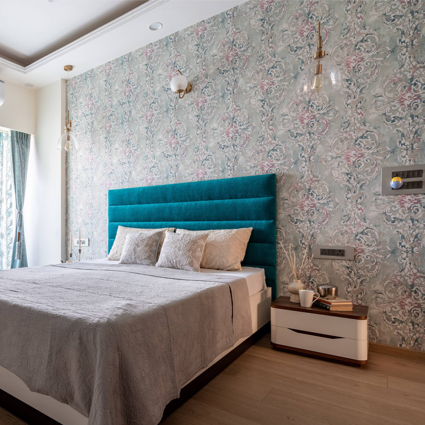 Green And Pink Wallpaper Design For Bedrooms Livspace