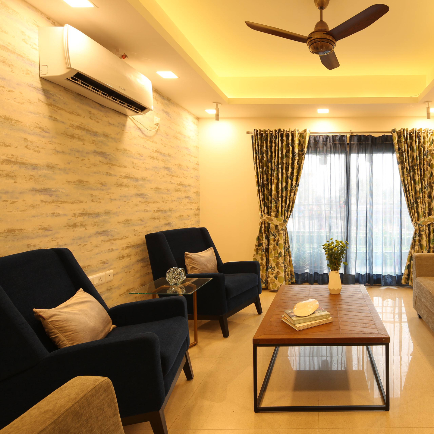 Light Grey Textured Wallpaper Design For Living Rooms Livspace