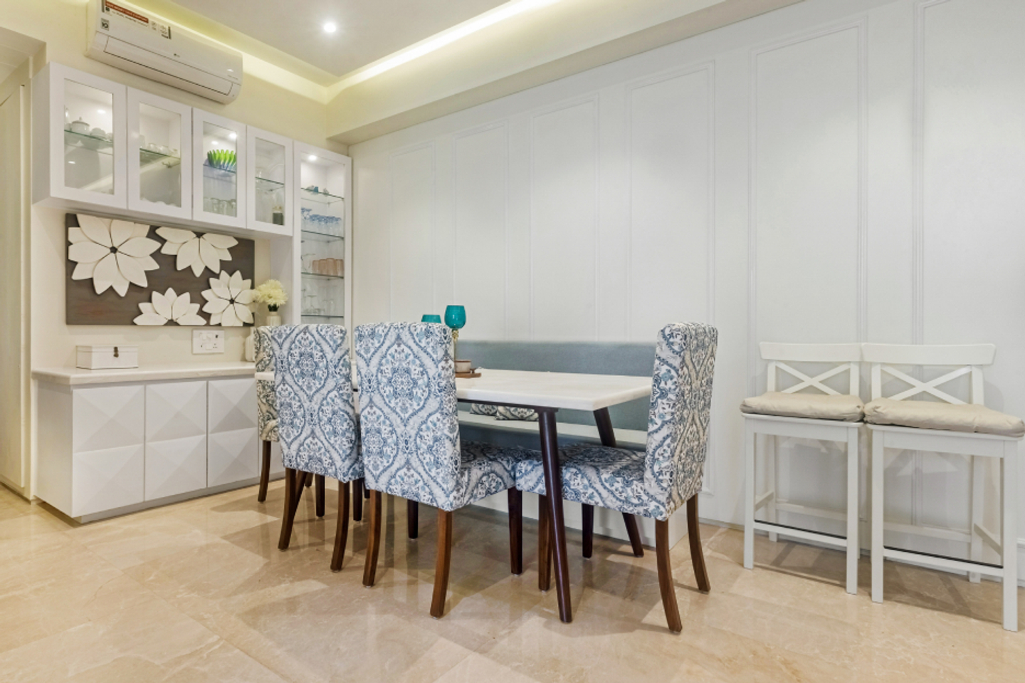 Modern Grey Dining Room Design With A Crockery Unit