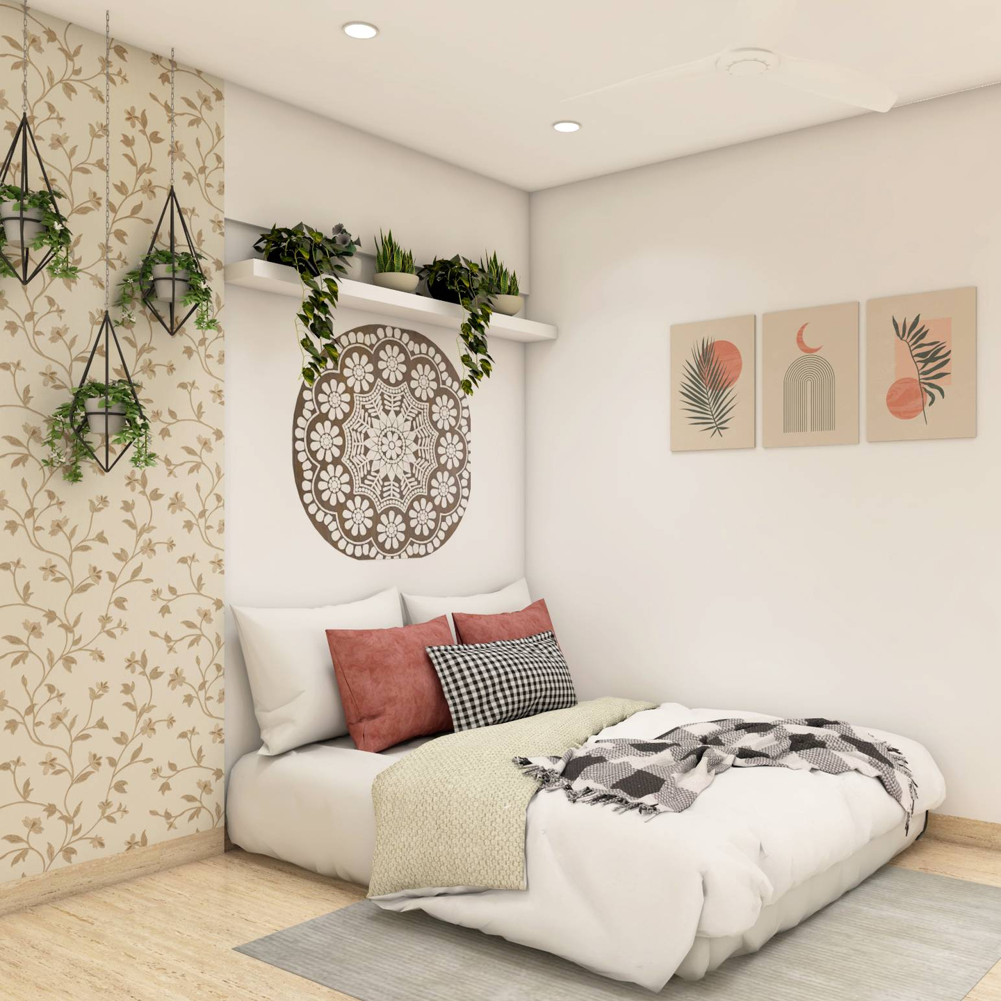 View of Scandinavian Guest room Interior Design in Subtle Colour Palette | livspace