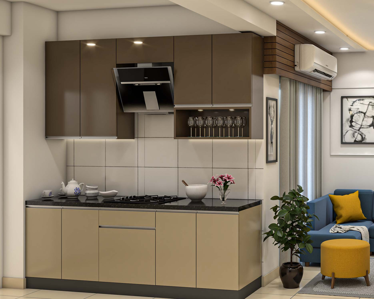 Kitchen Design With A Crockery Unit - Livspace