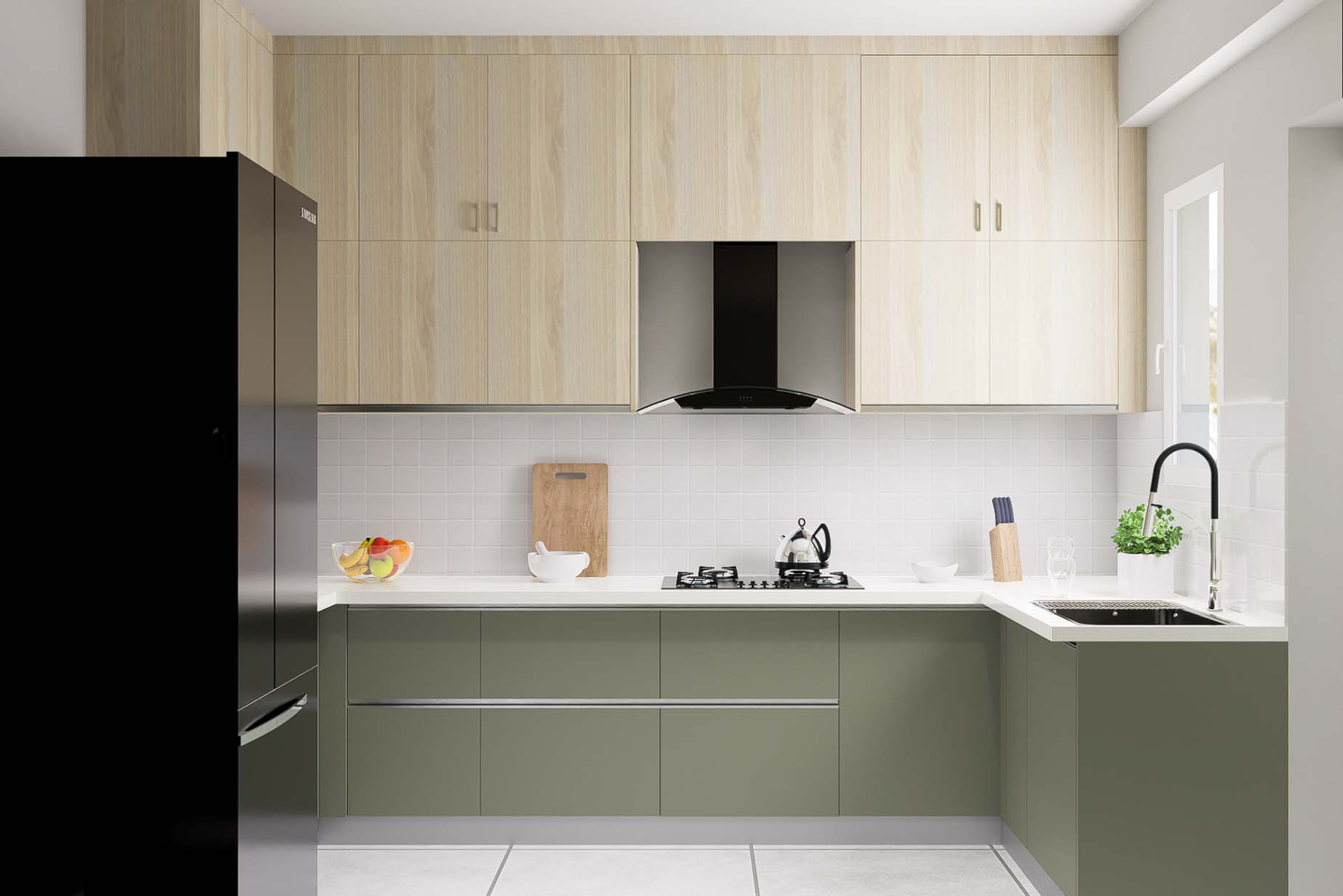 Contemporary U-Shaped Kitchen - Livspace