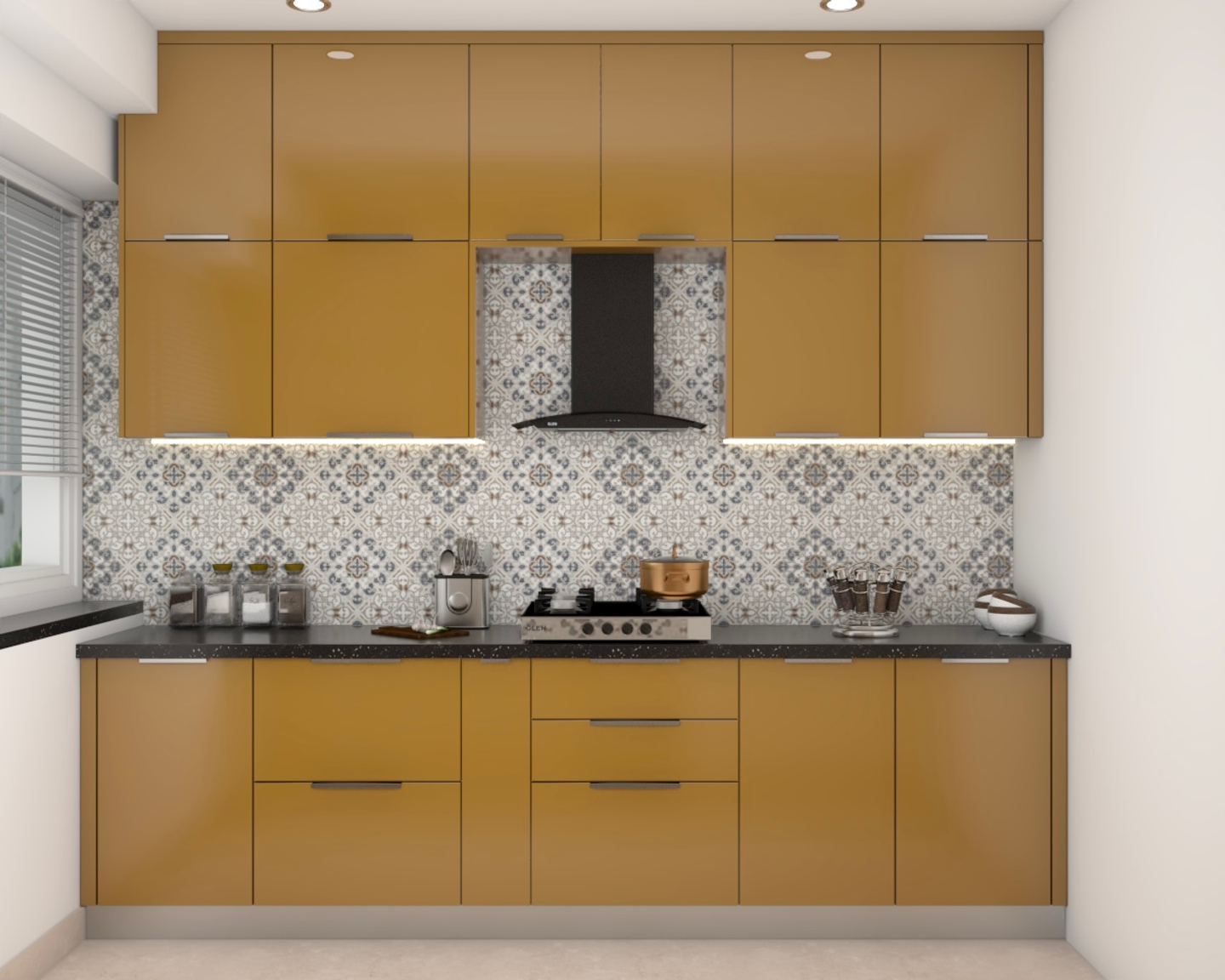 Yellow Parallel Kitchen Design - Livspace