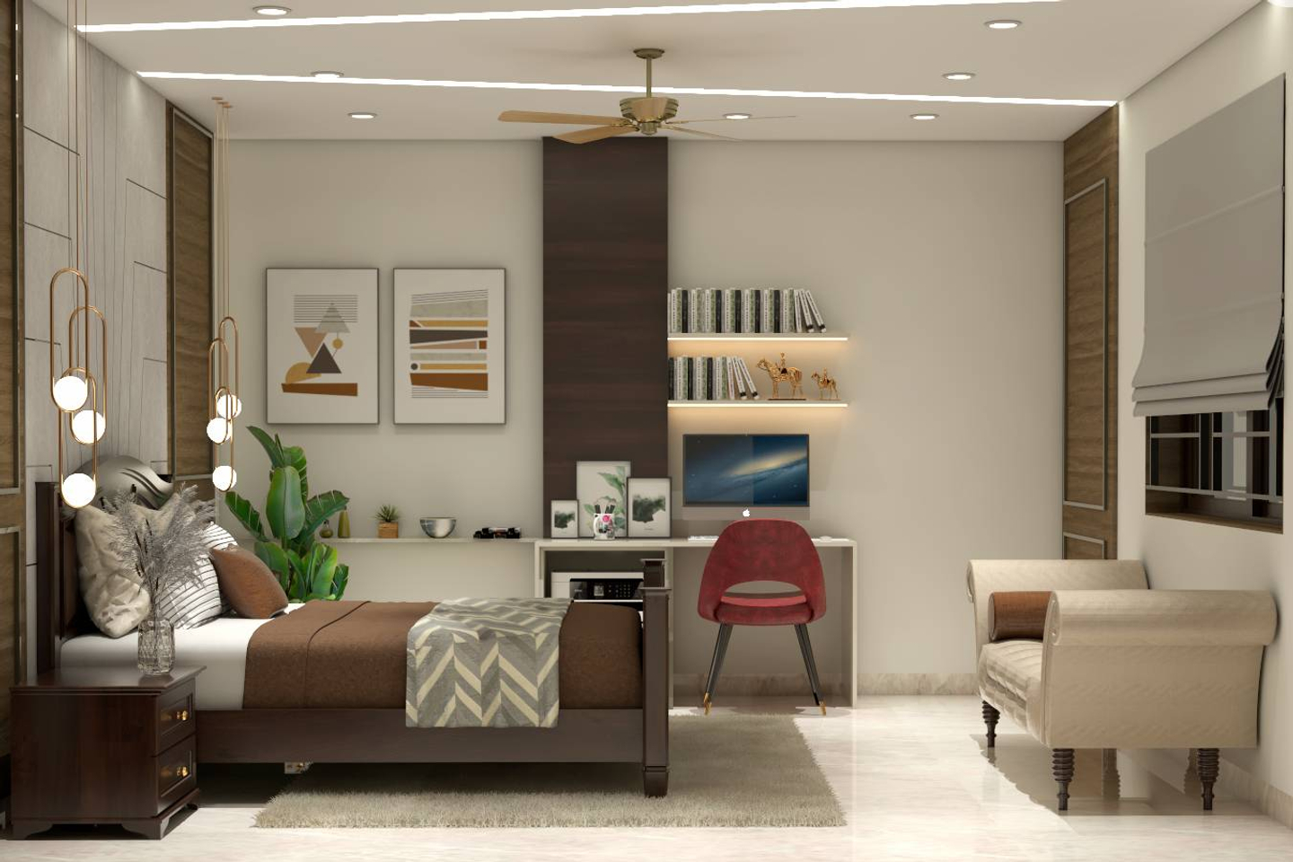 Contemporary Bedroom Design With Indoor Plants