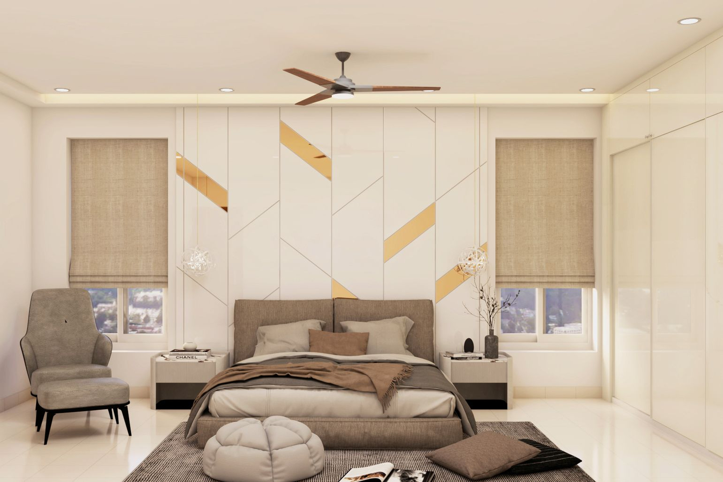 Warm-Toned Master Bedroom - Livspace