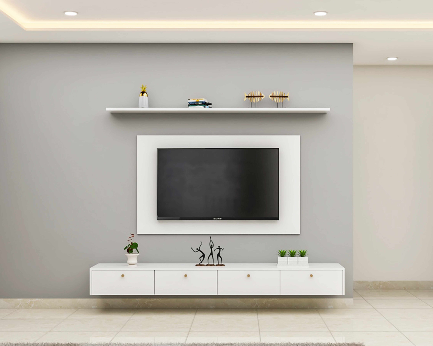 Spacious TV Unit Design With Drawers | Livspace