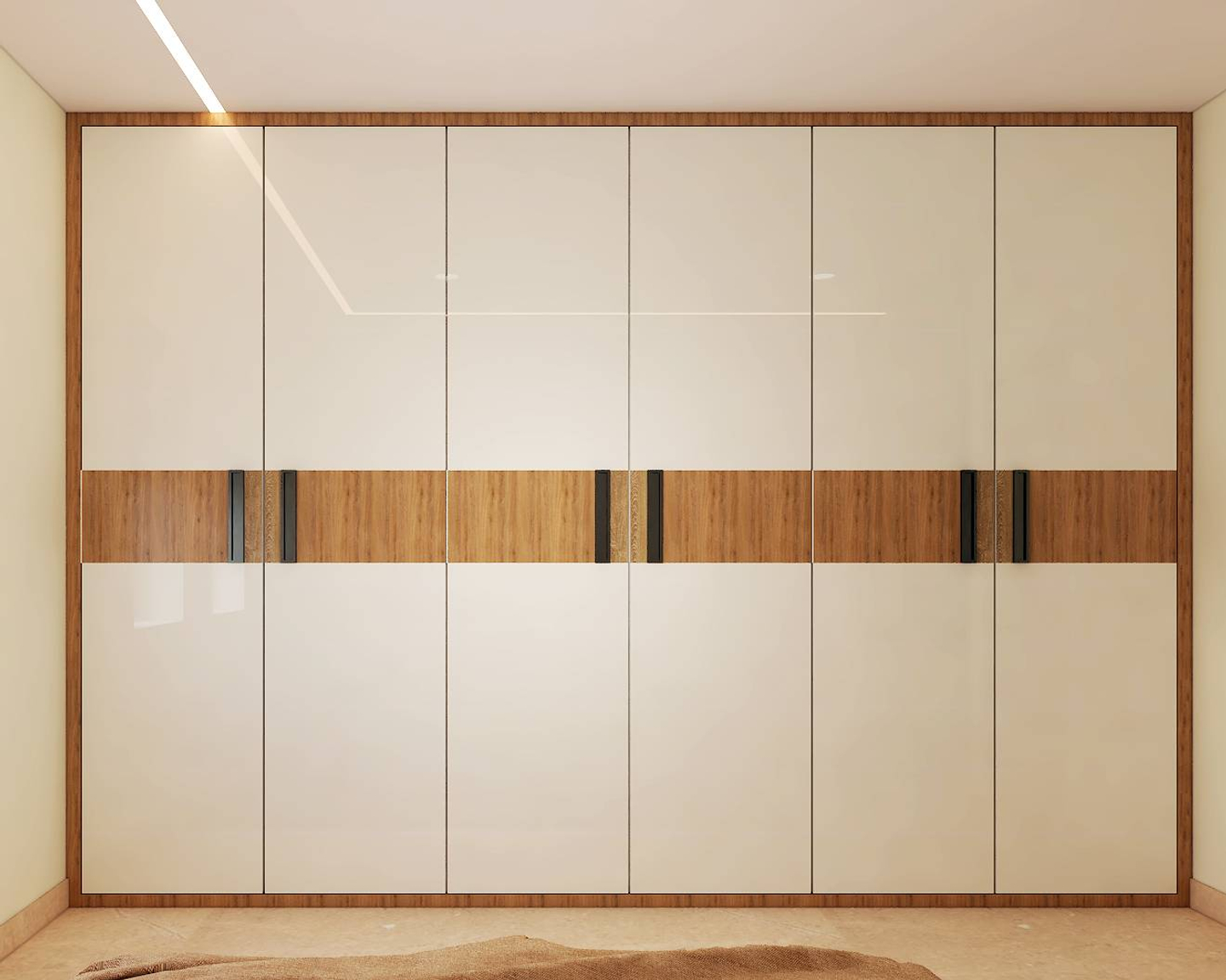 White Swing Wardrobe Design With Sleek Black Handles | Livspace