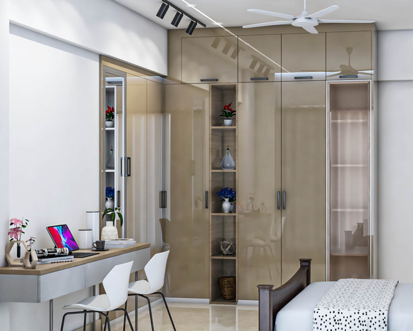 Spacious Modern Wardrobe Design With Mirror | Livspace
