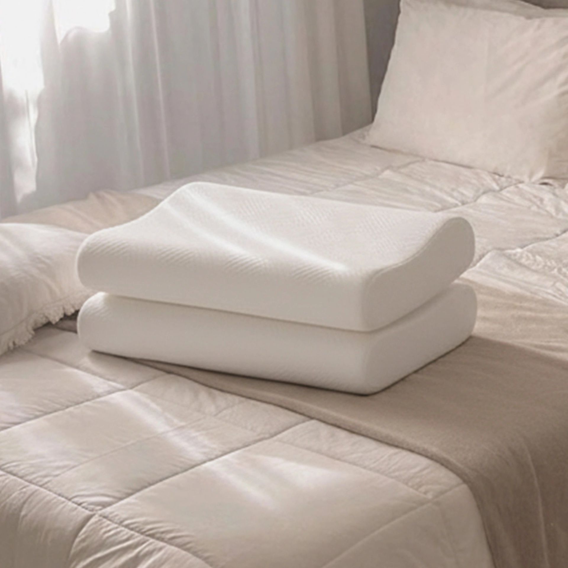 Solid White Set of 2 Memory Foam Pillow | Flexi Contour