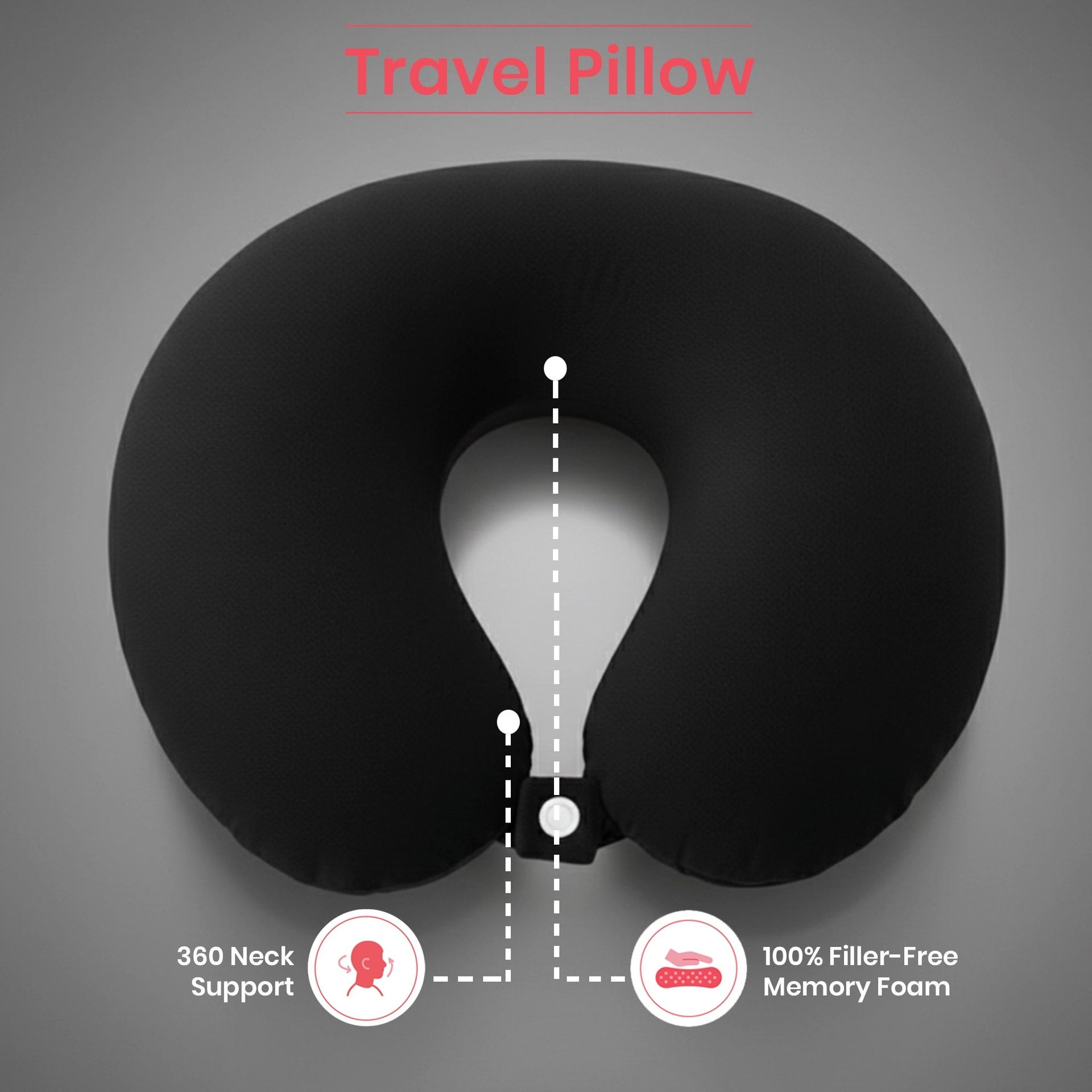 Solid Black Memory Foam Pillow | Wanderlust