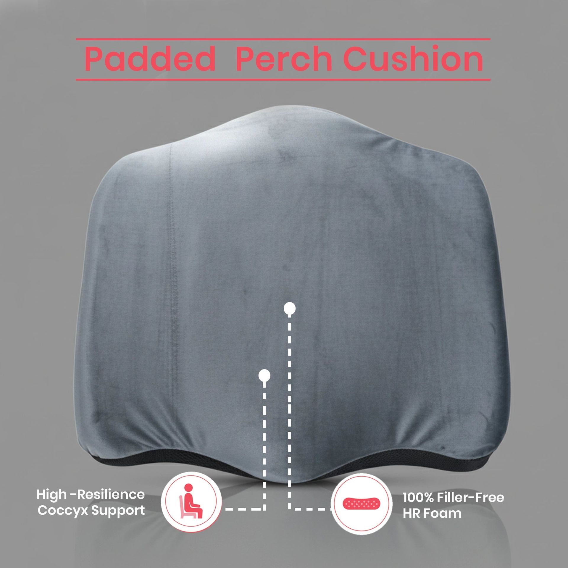 Solid Gusseted Grey High-Resilience Foam Pillow | Padded Perch