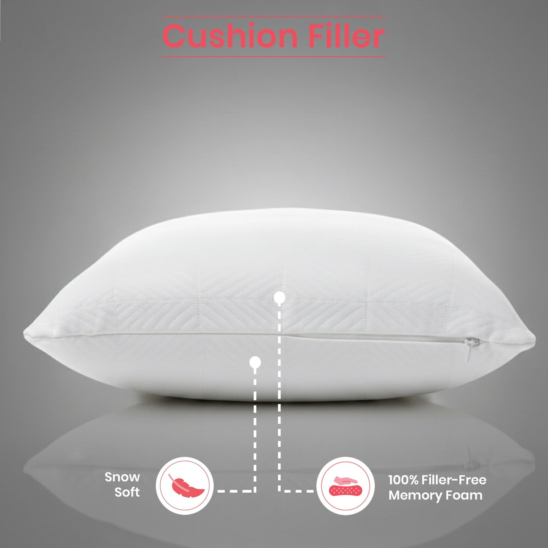 Solid White Memory Foam Pillow | Snow Puff