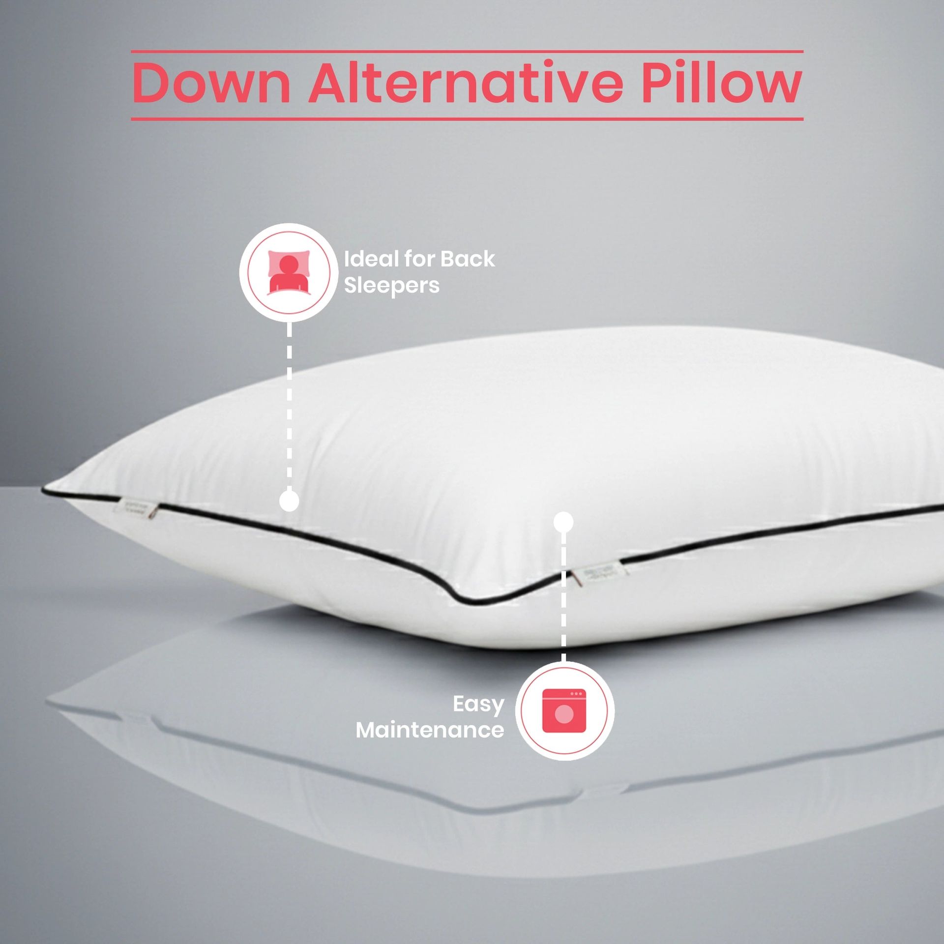 Solid Cord White Down Alternative Pillow | Dandelion Fluff