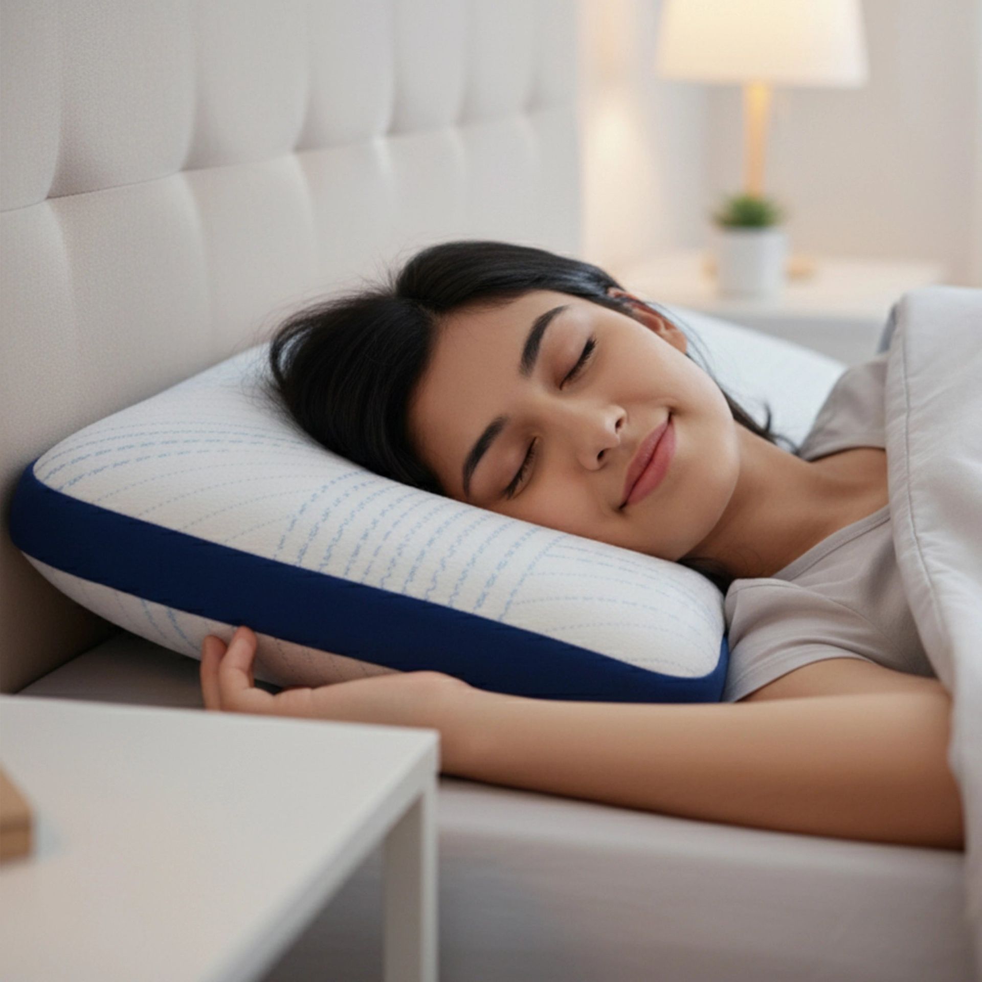 Solid Gusseted Blue Sky Infused Gel Memory Foam Pillow | Arctic Snooze