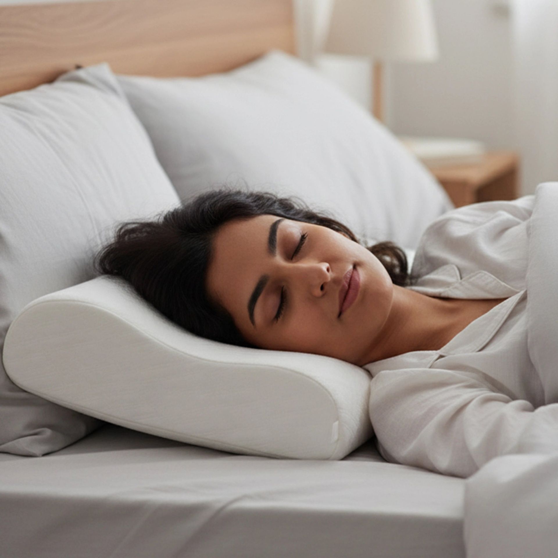 Solid White Memory Foam Pillow with Aloe Vera treated Fabric Cover | Aloe Contour