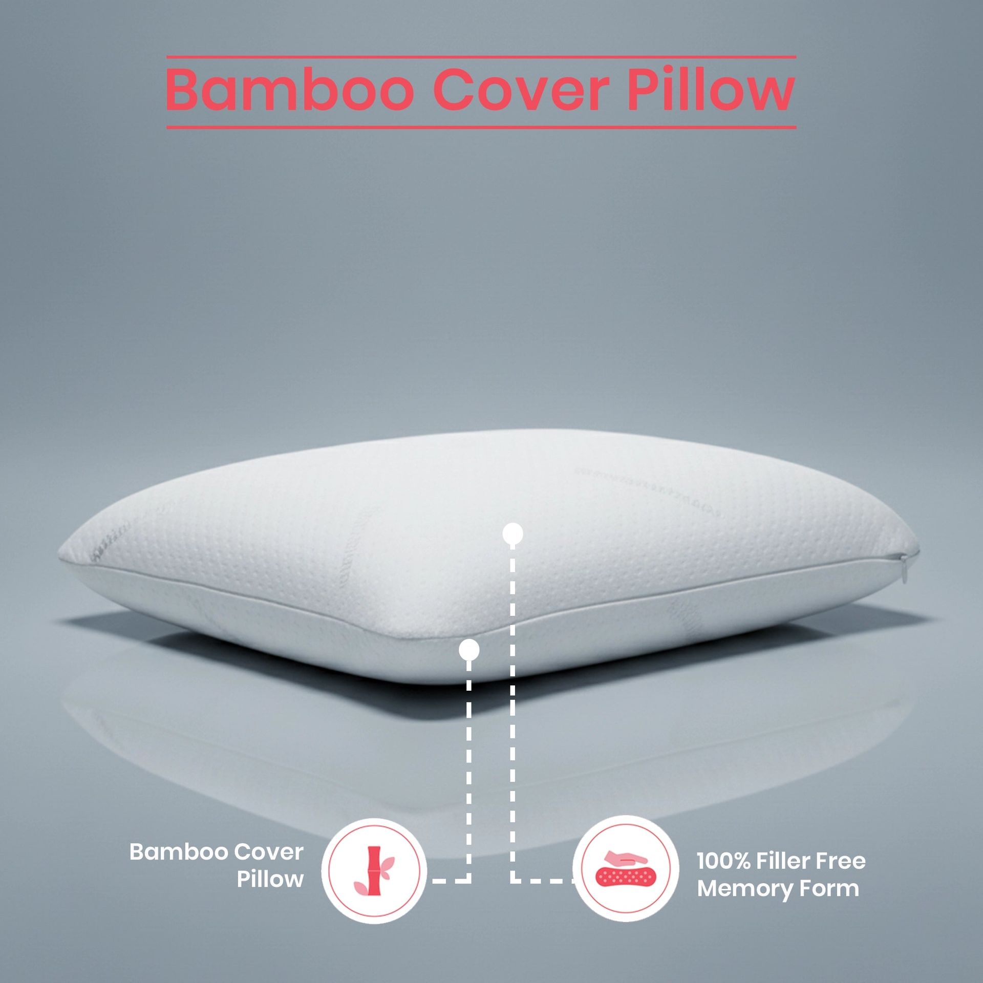Solid White Memory Foam Pillow with Bamboo Fabric Cover | Bamboo Hush