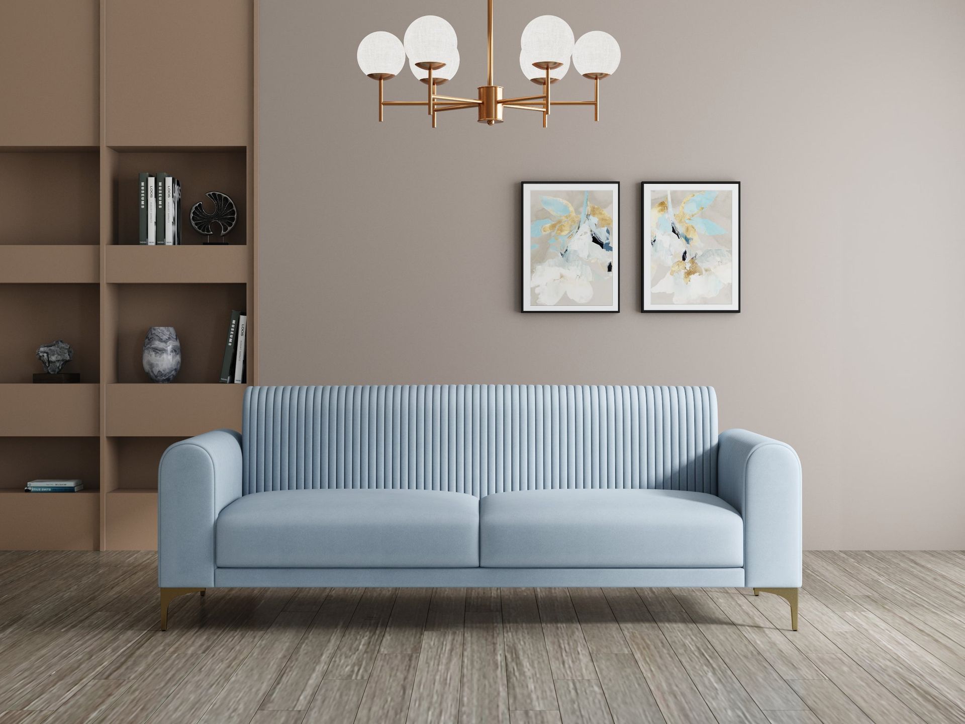 Hayden Home Premium Paris Sofa | 2 Seater Sofa, PVD Brushed Gold, Essential_Teal Mist