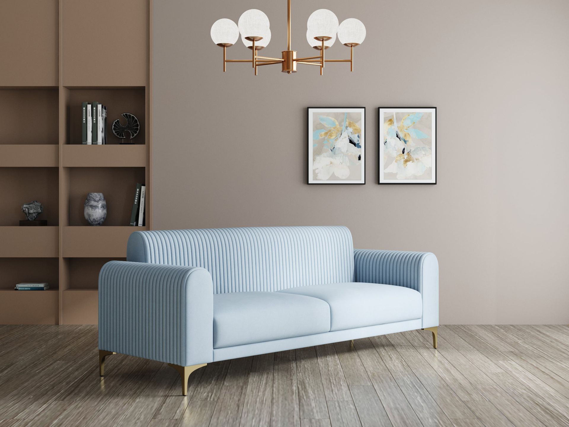 Hayden Home Premium Paris Sofa | 2 Seater Sofa, PVD Brushed Gold, Essential_Teal Mist