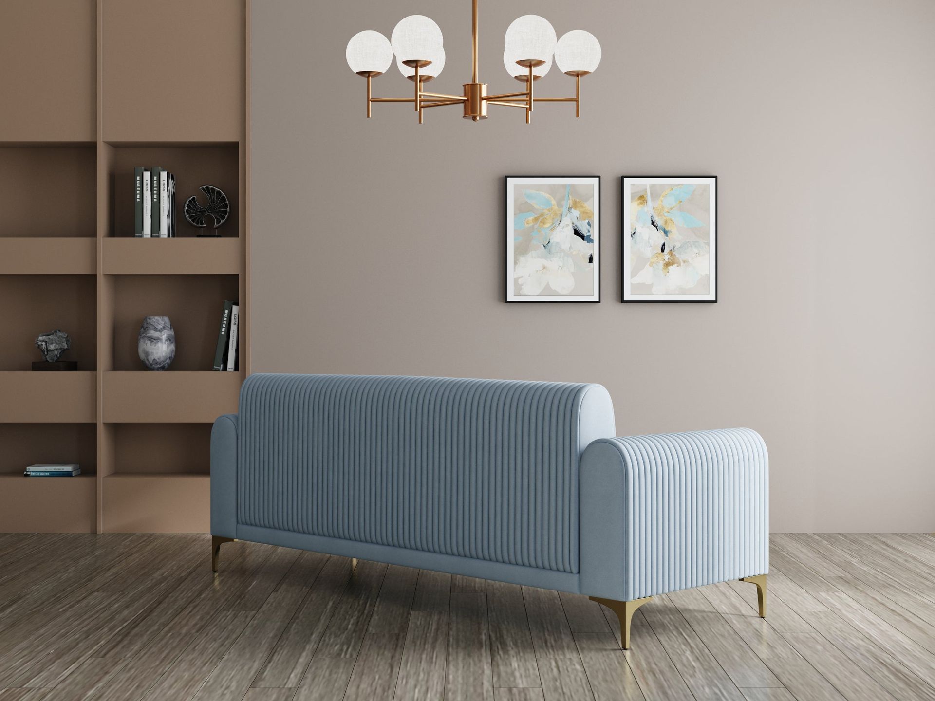Hayden Home Premium Paris Sofa | 2 Seater Sofa, PVD Brushed Gold, Essential_Teal Mist