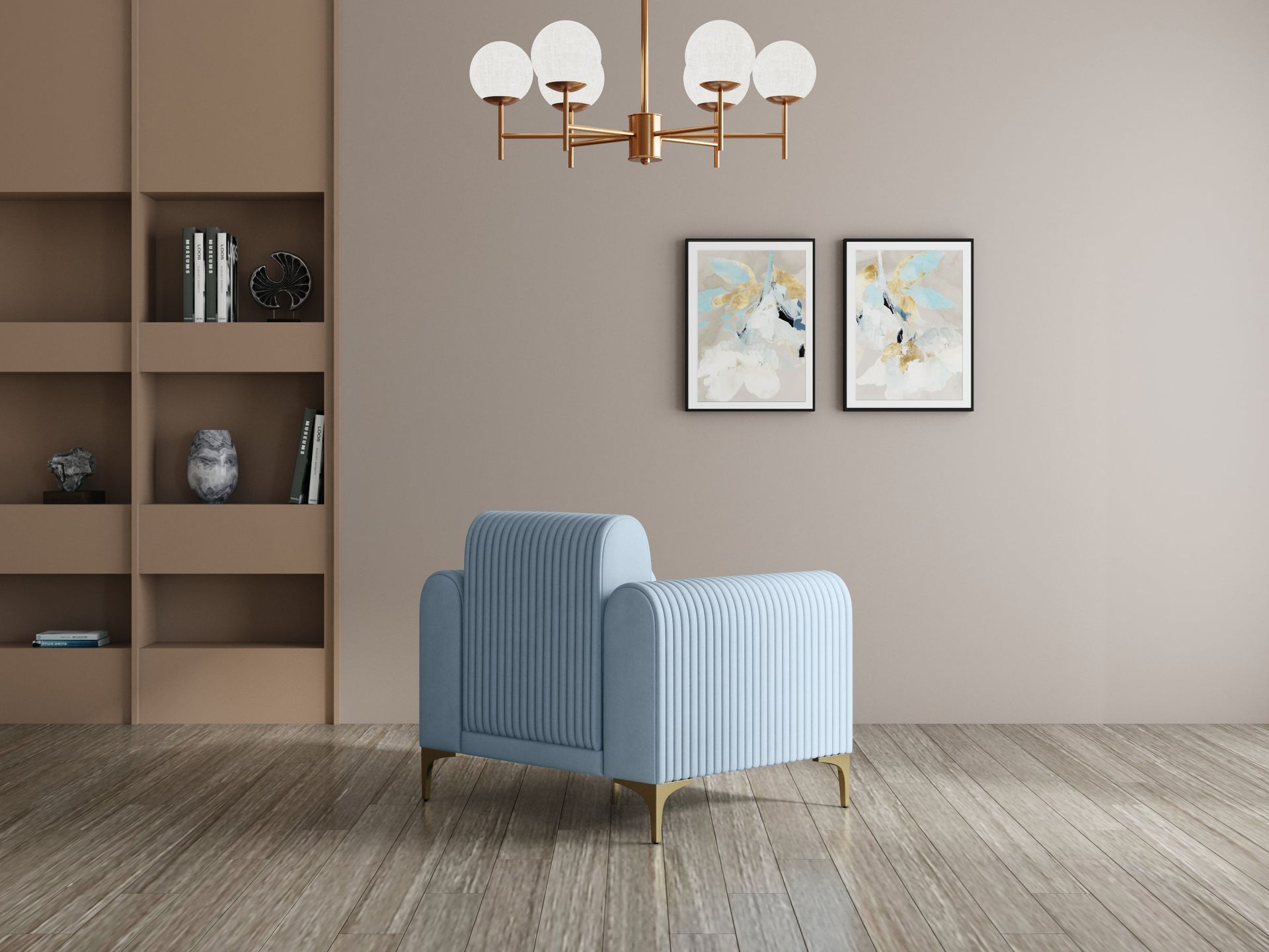 Hayden Home Premium Paris Sofa | 2 Seater Sofa, PVD Brushed Gold, Essential_Teal Mist