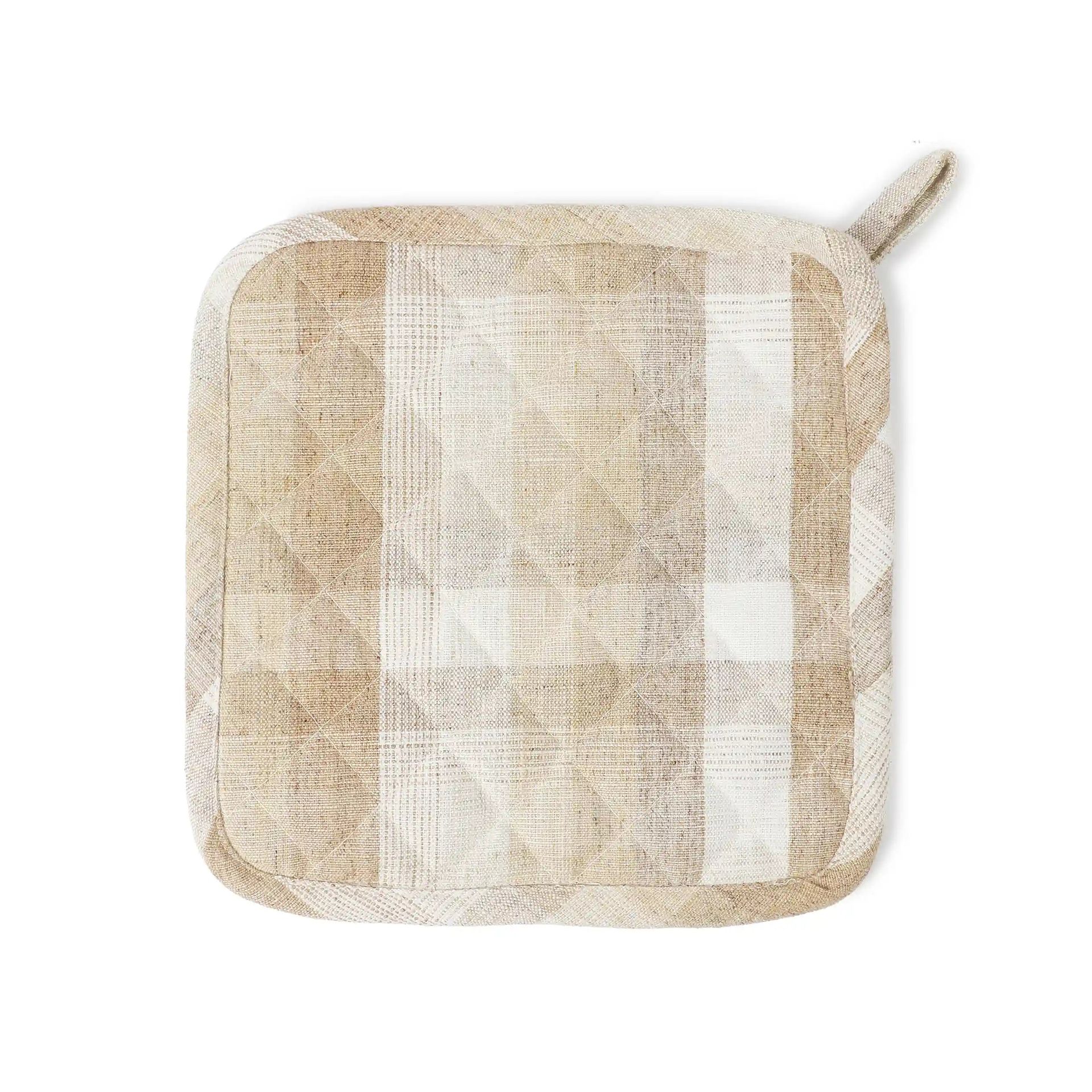 Woven Check Yellow Set of 2 Pot Holder | Kaleida