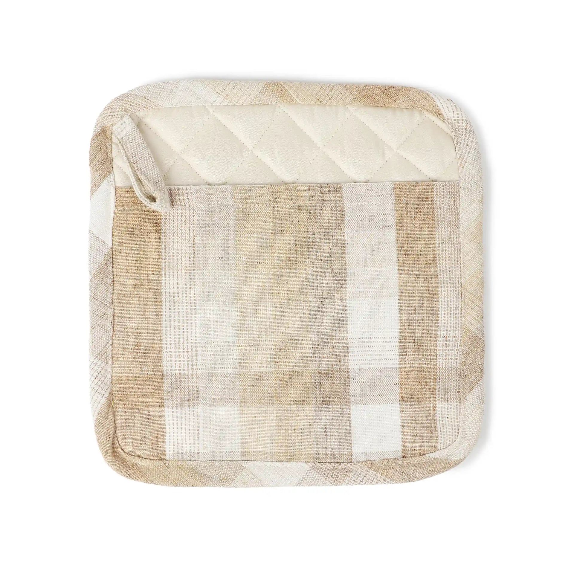 Woven Check Yellow Set of 2 Pot Holder | Kaleida
