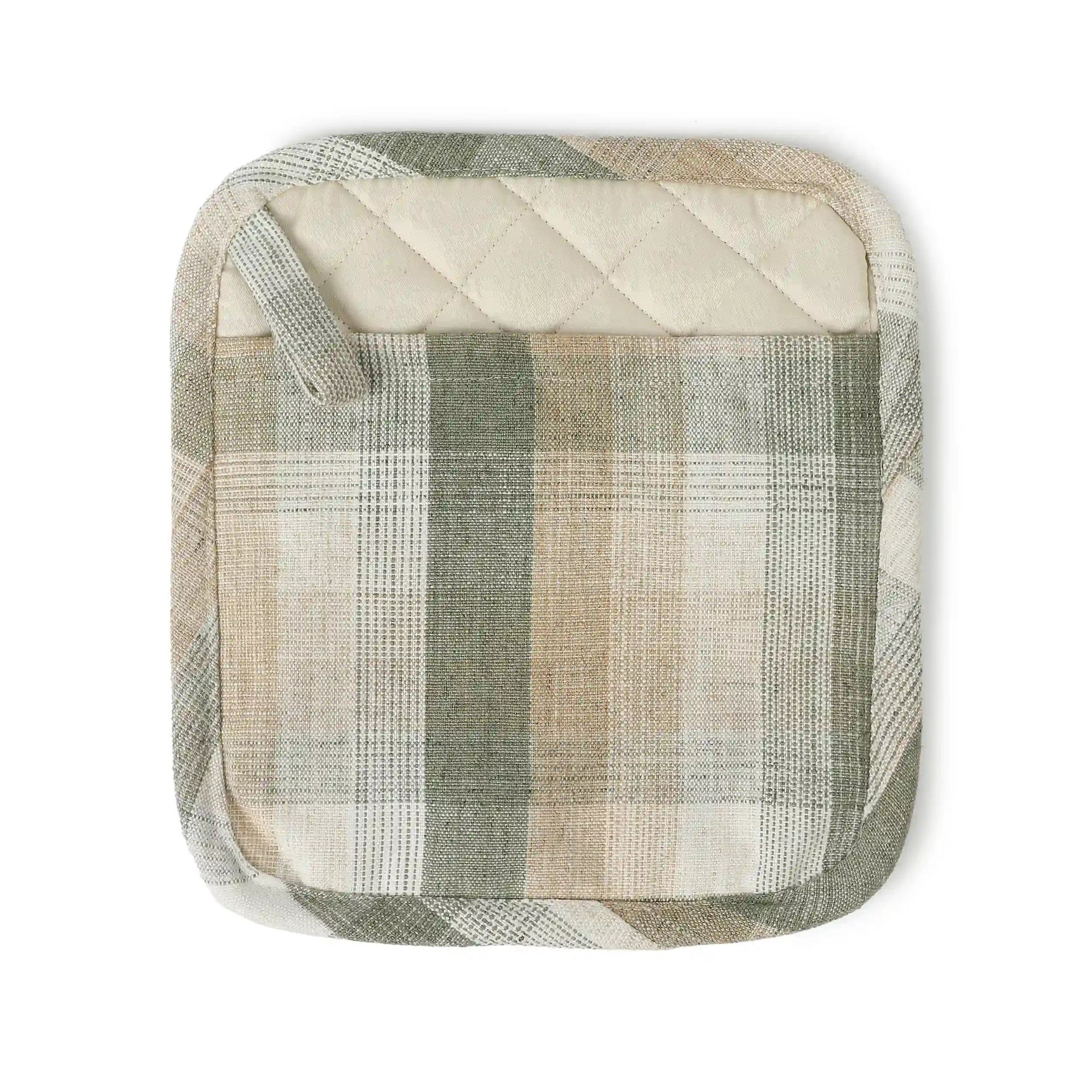 Woven Check Green Set of 2 Pot Holder | Kaleida