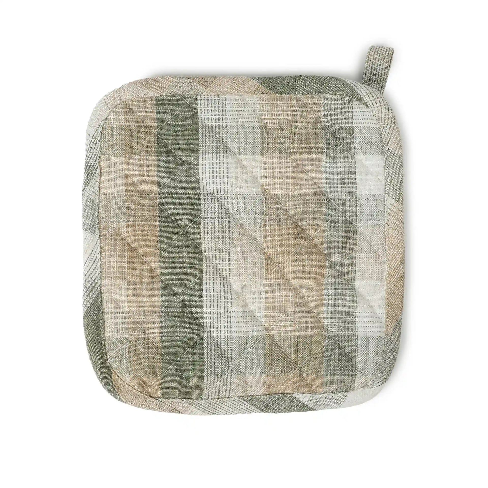 Woven Check Green Set of 2 Pot Holder | Kaleida