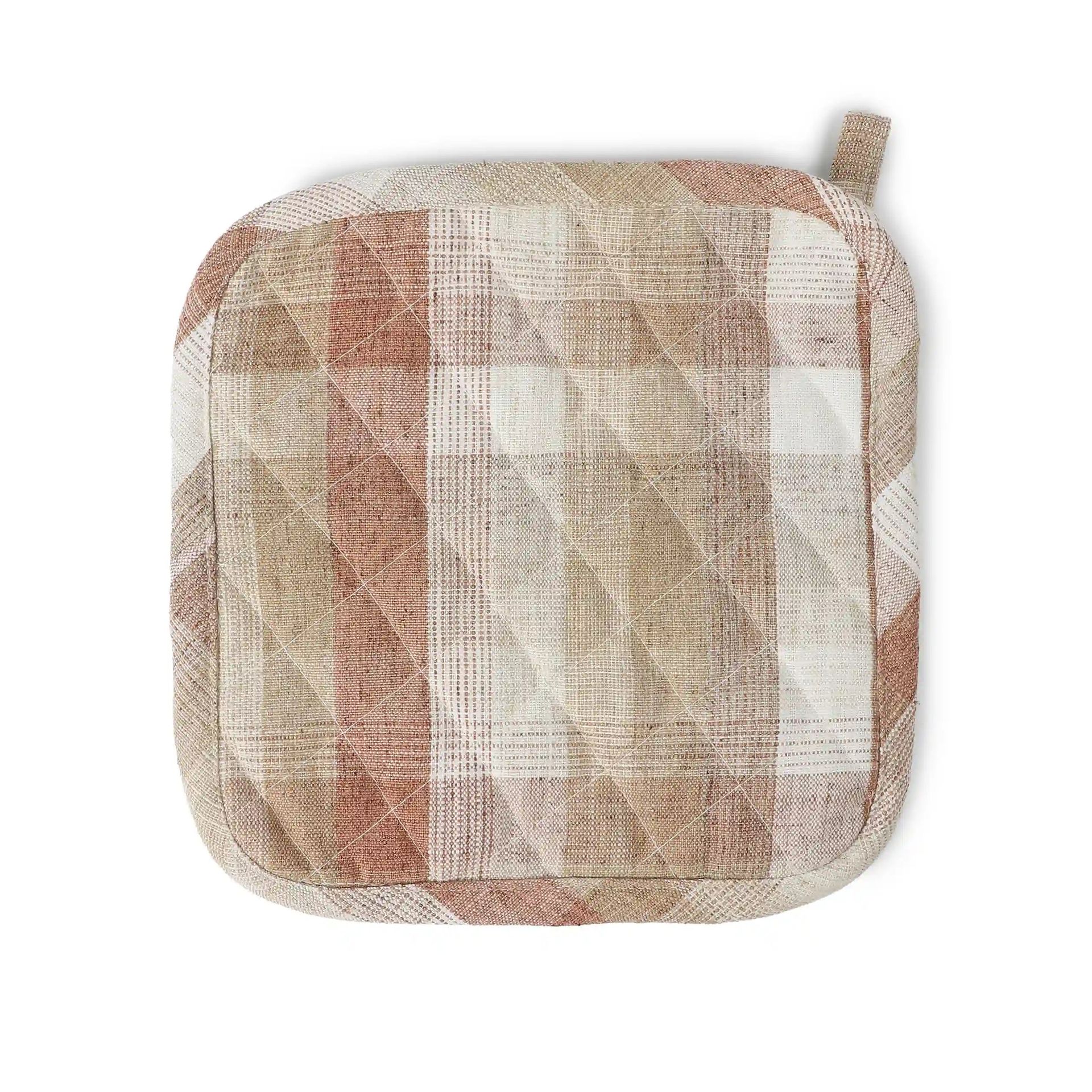 Woven Check Red Set of 2 Pot Holder | Kaleida
