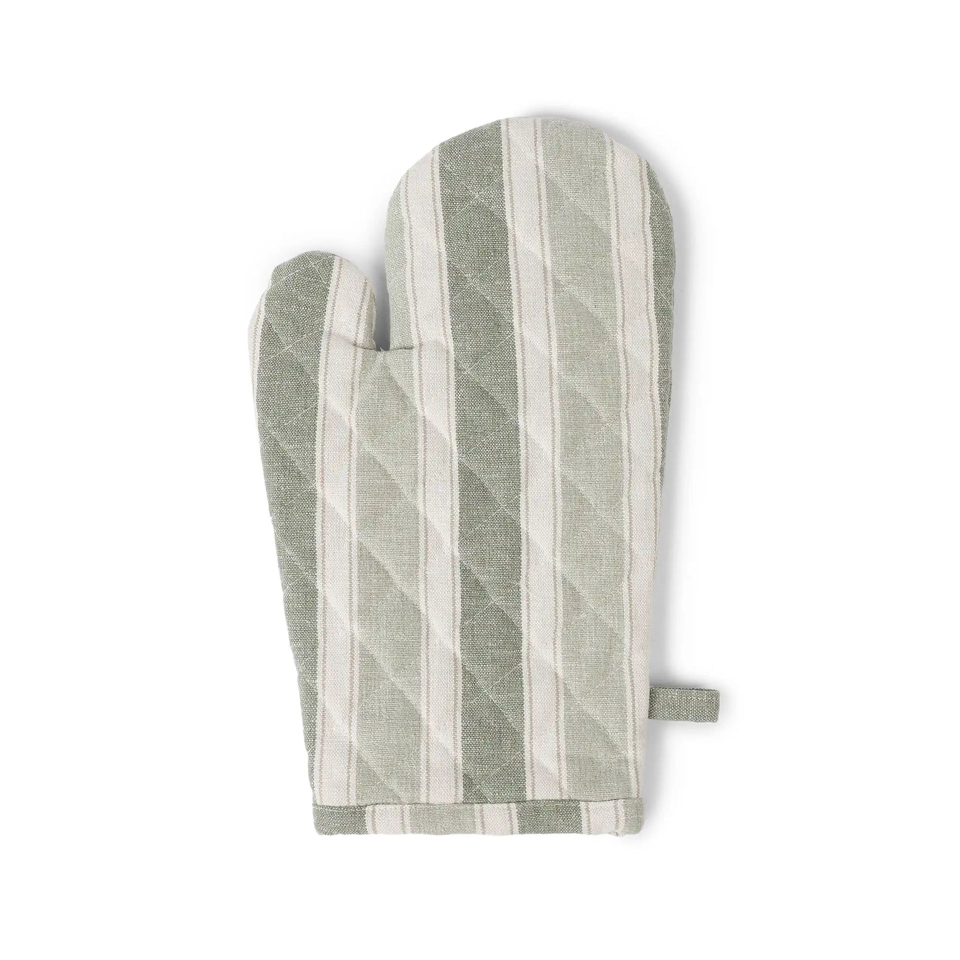 Woven Stripe Green Set of 2 Oven Mitt | Kaleida