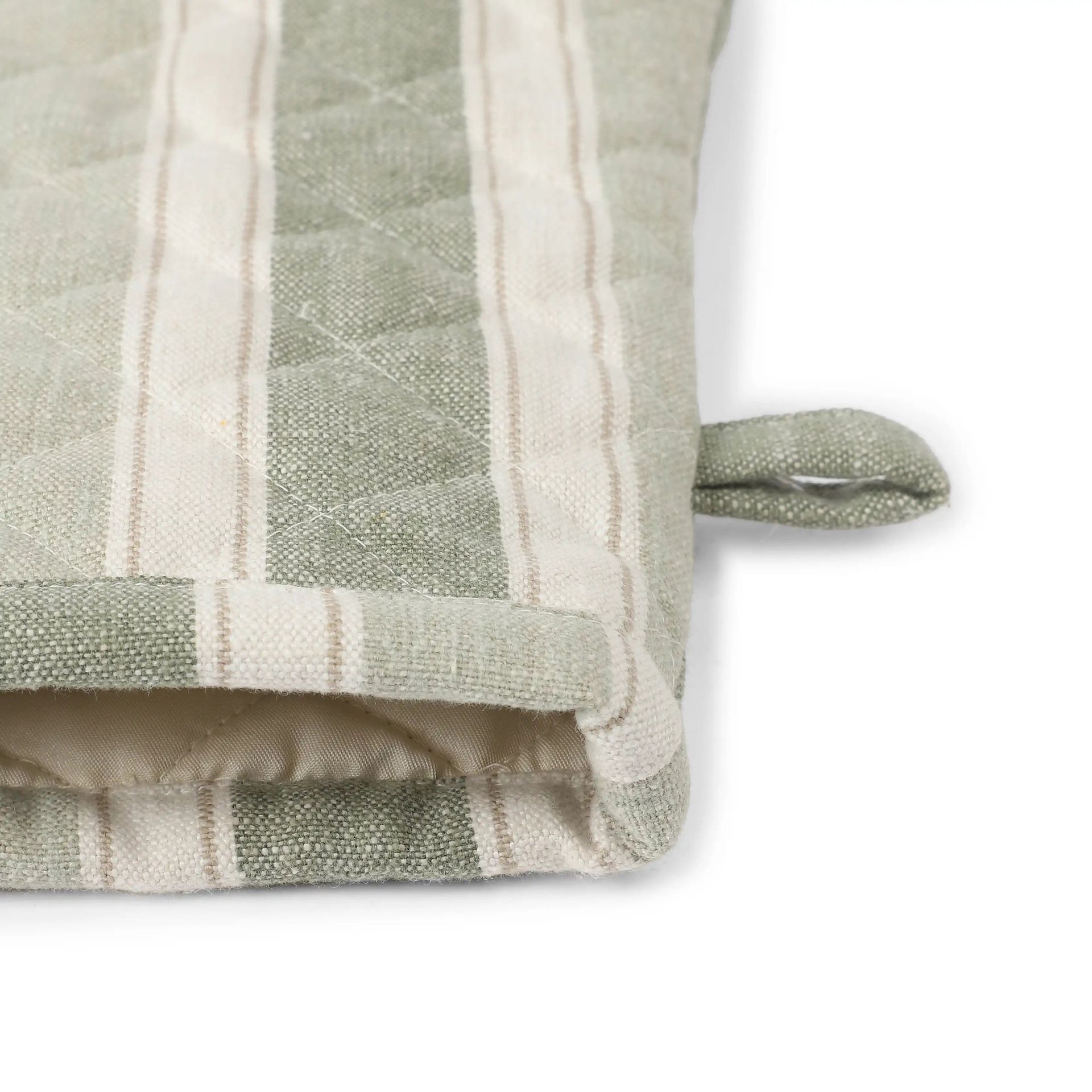 Woven Stripe Green Set of 2 Oven Mitt | Kaleida