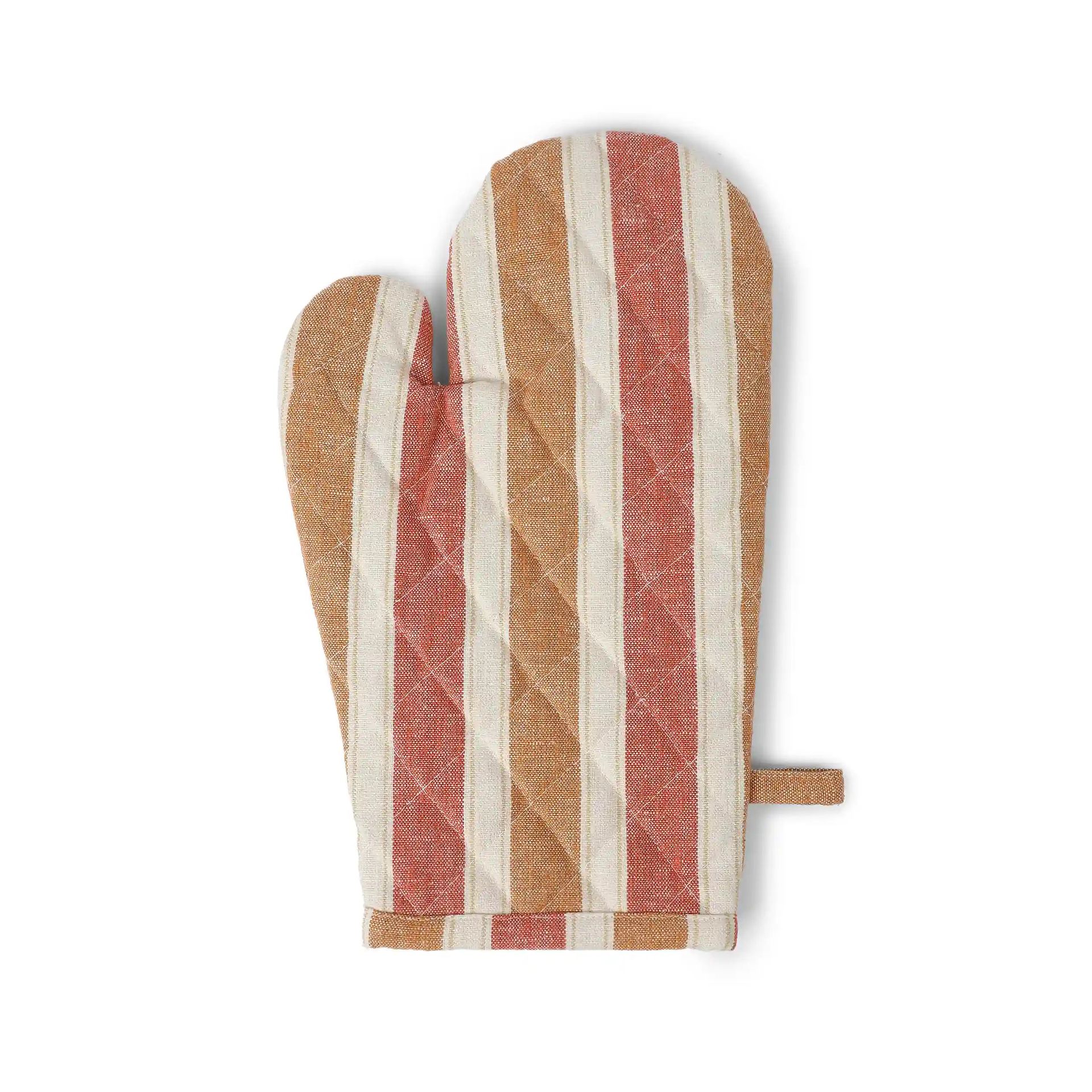 Woven Stripe Red Set of 2 Oven Mitt | Kaleida