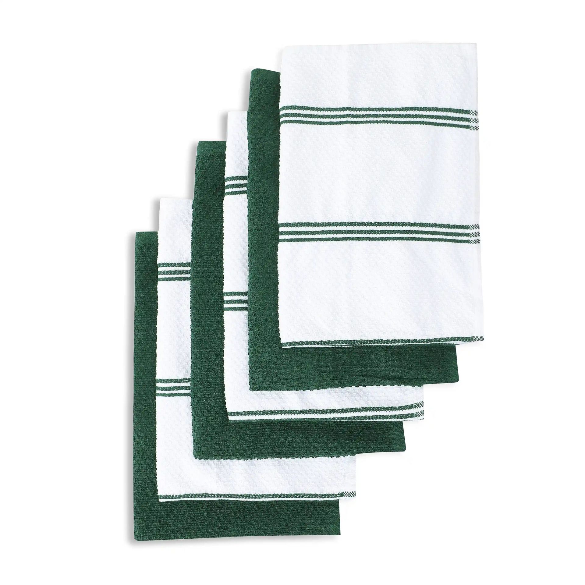 Solid Dyed Cotton Polyester blend Forest Green 16 Piece Kitchen Linen Set | Kaleida