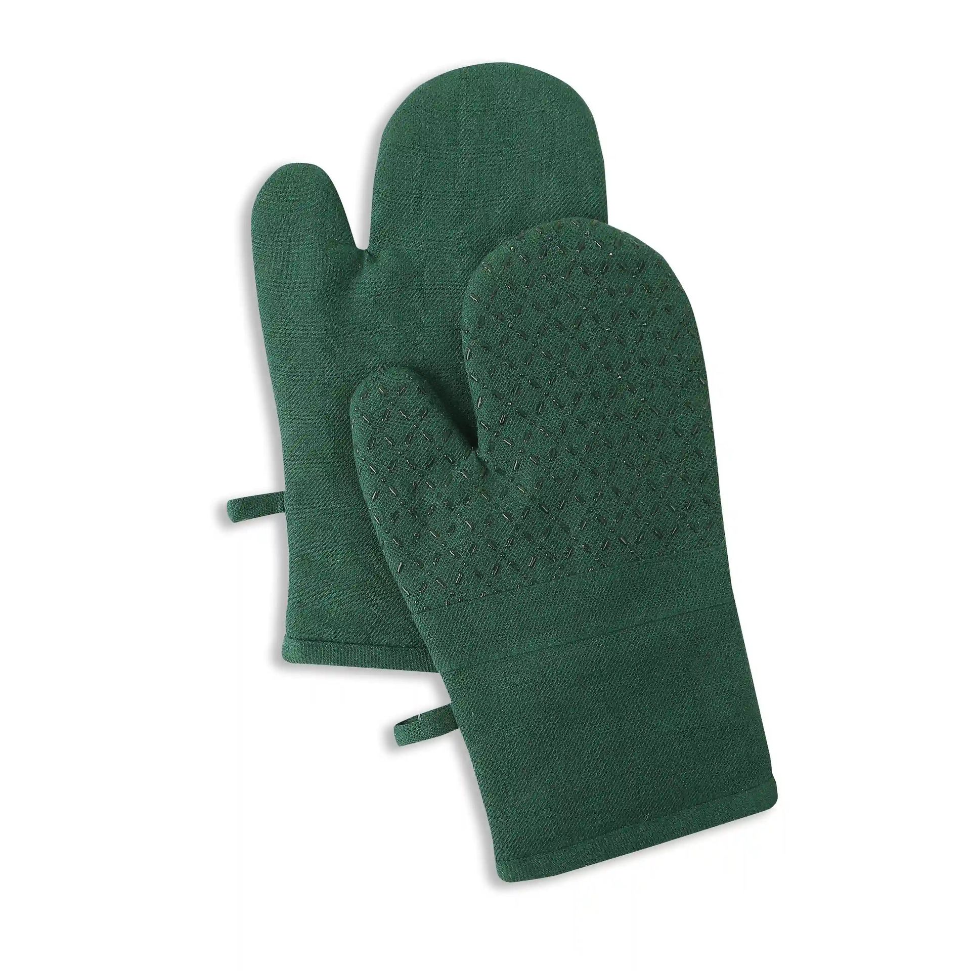 Solid Dyed Cotton Polyester blend Forest Green 16 Piece Kitchen Linen Set | Kaleida