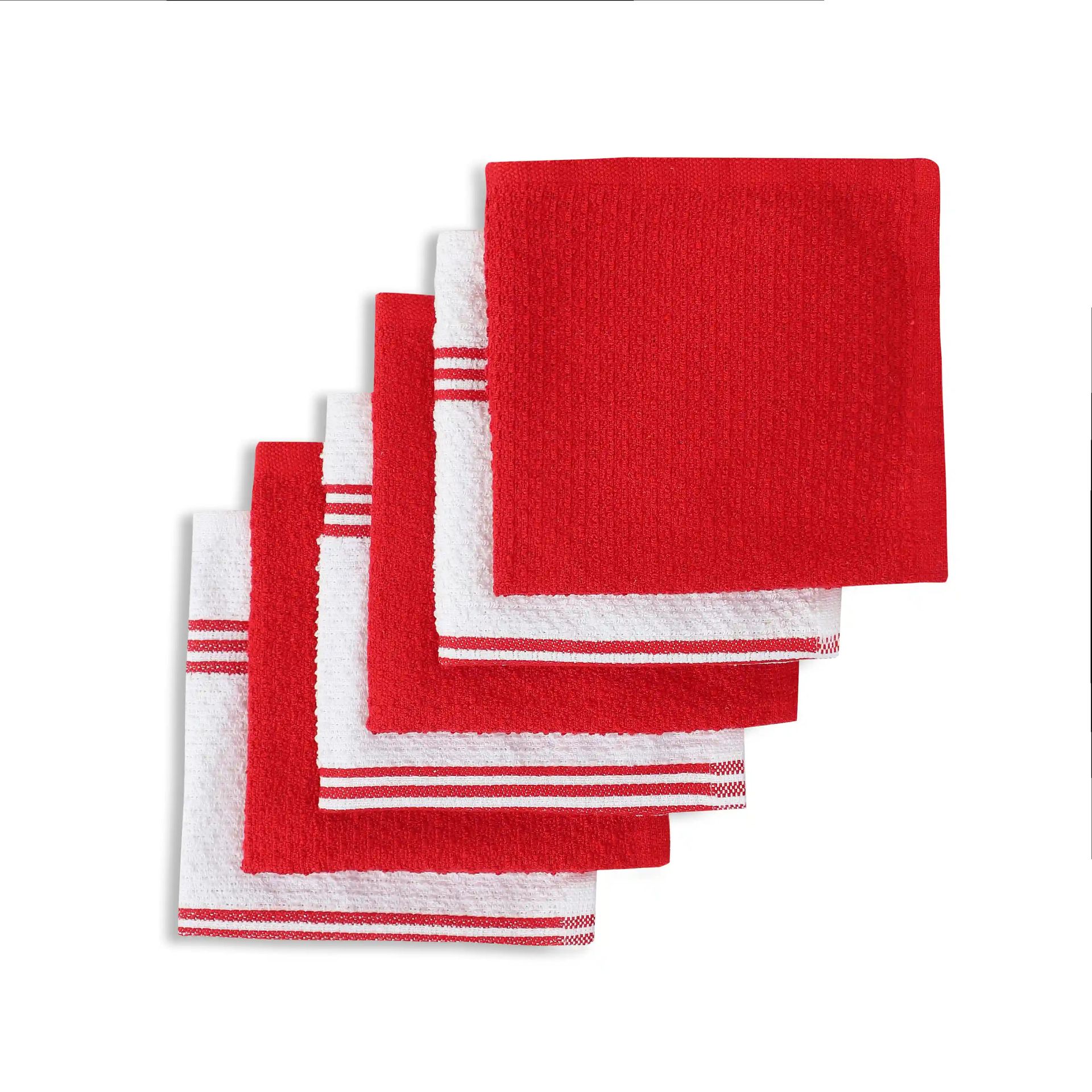 Solid Dyed Cotton Polyester blend Red 16 Piece Kitchen Linen Set | Kaleida