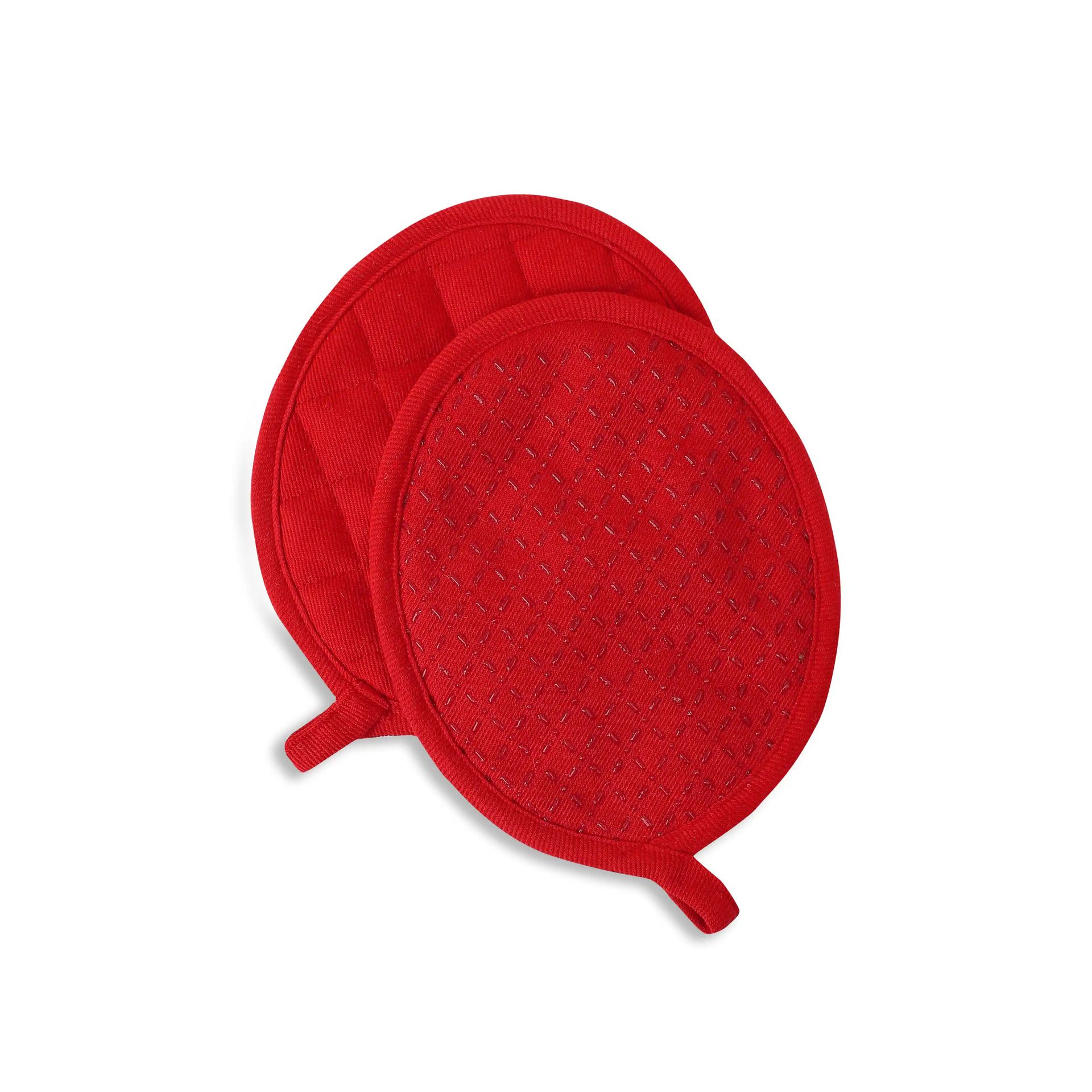 Solid Dyed Cotton Polyester blend Red 16 Piece Kitchen Linen Set | Kaleida