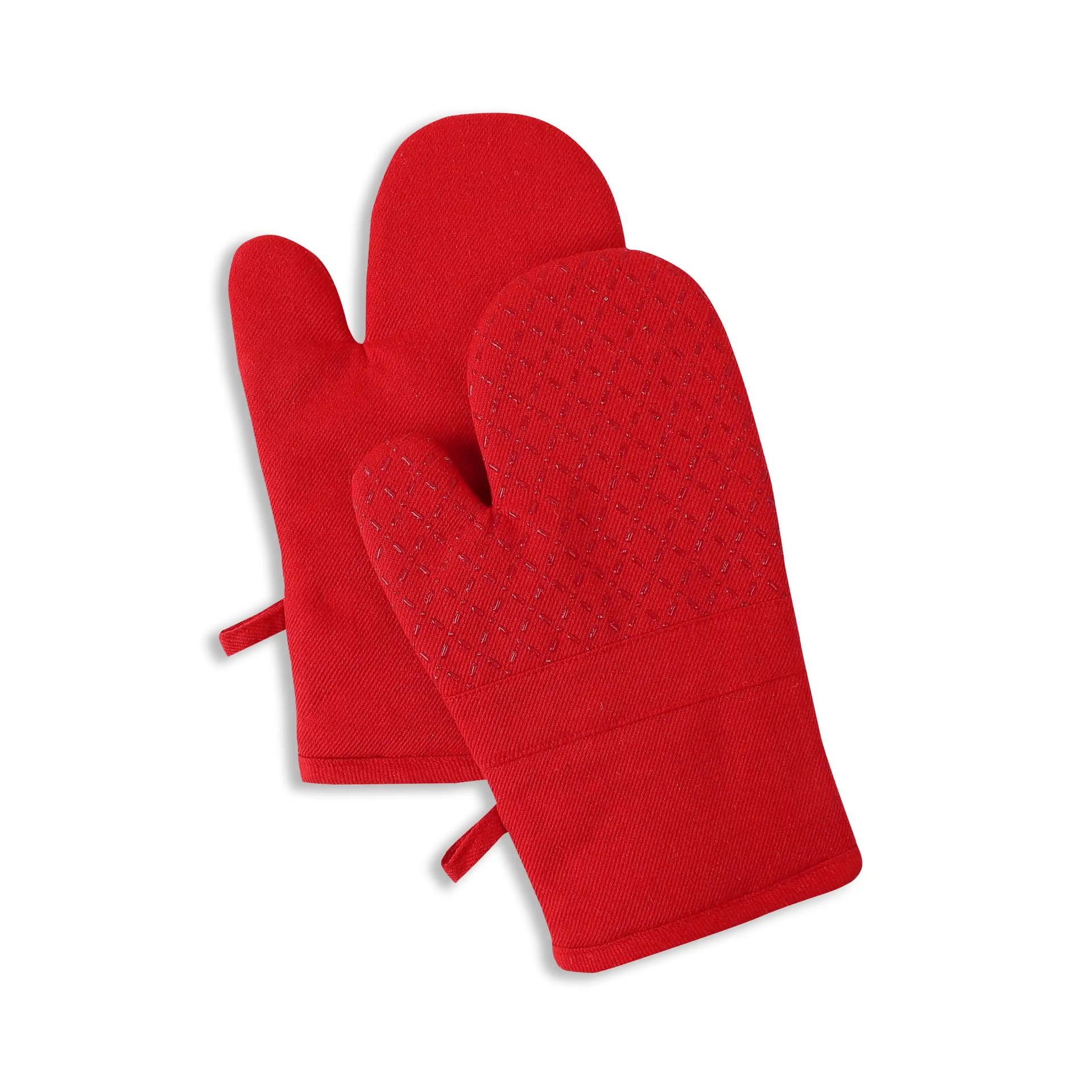 Solid Dyed Cotton Polyester blend Red 16 Piece Kitchen Linen Set | Kaleida