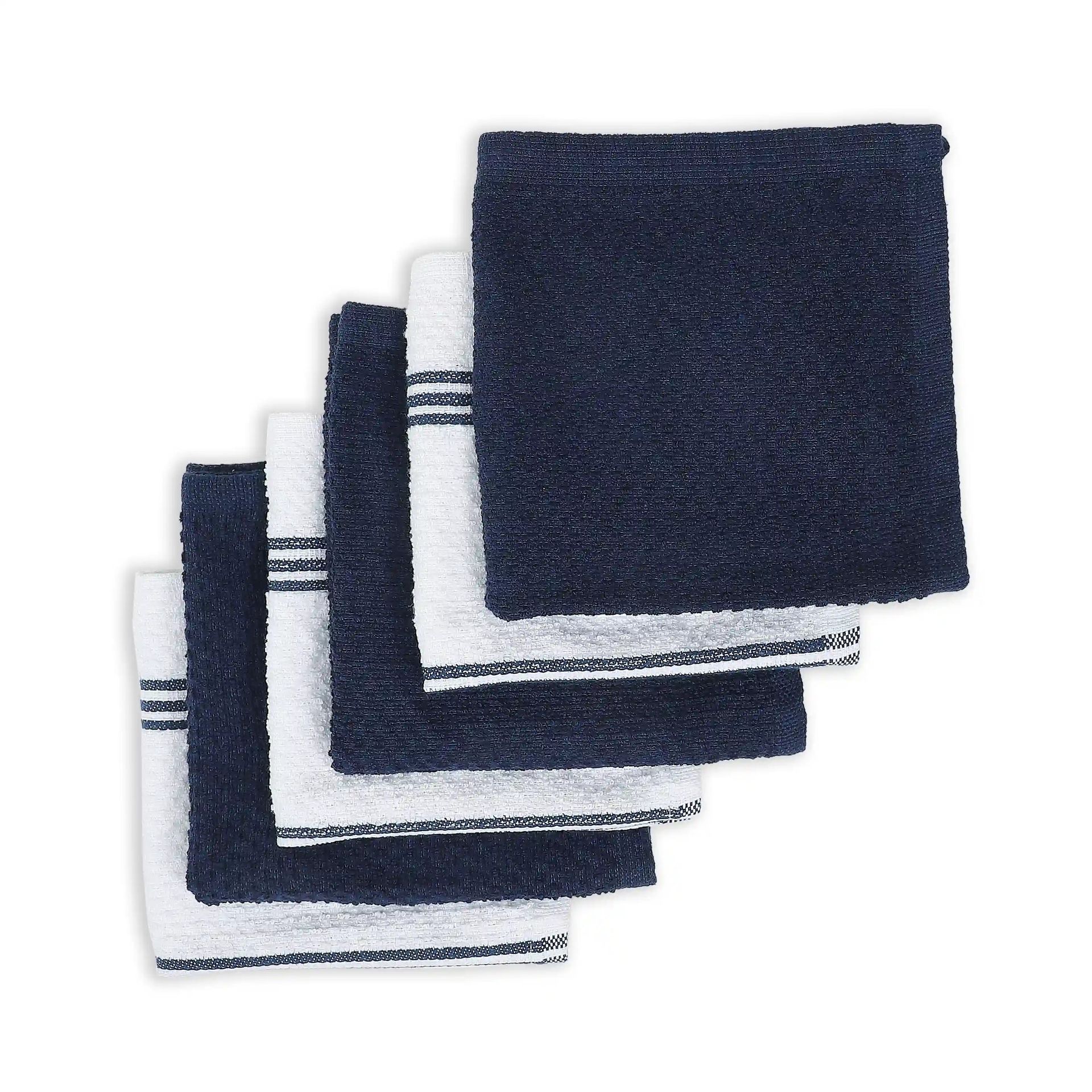 Solid Dyed Cotton Polyester blend Navy Blue 16 Piece Kitchen Linen Set | Kaleida