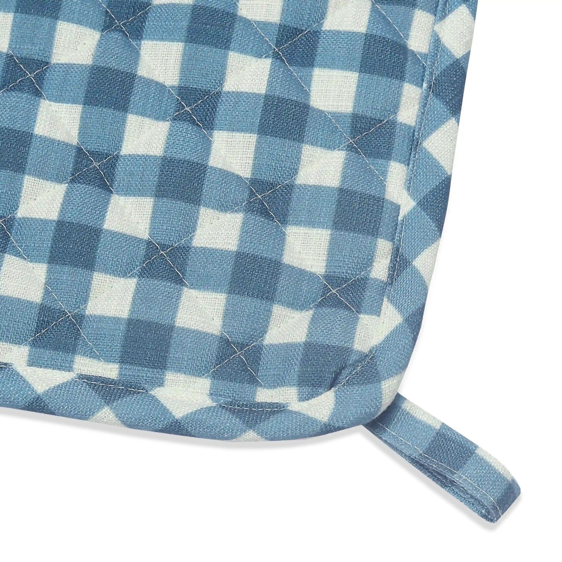 Small Gingham Blue Set of 2 Pot Holder | Nonna's Home