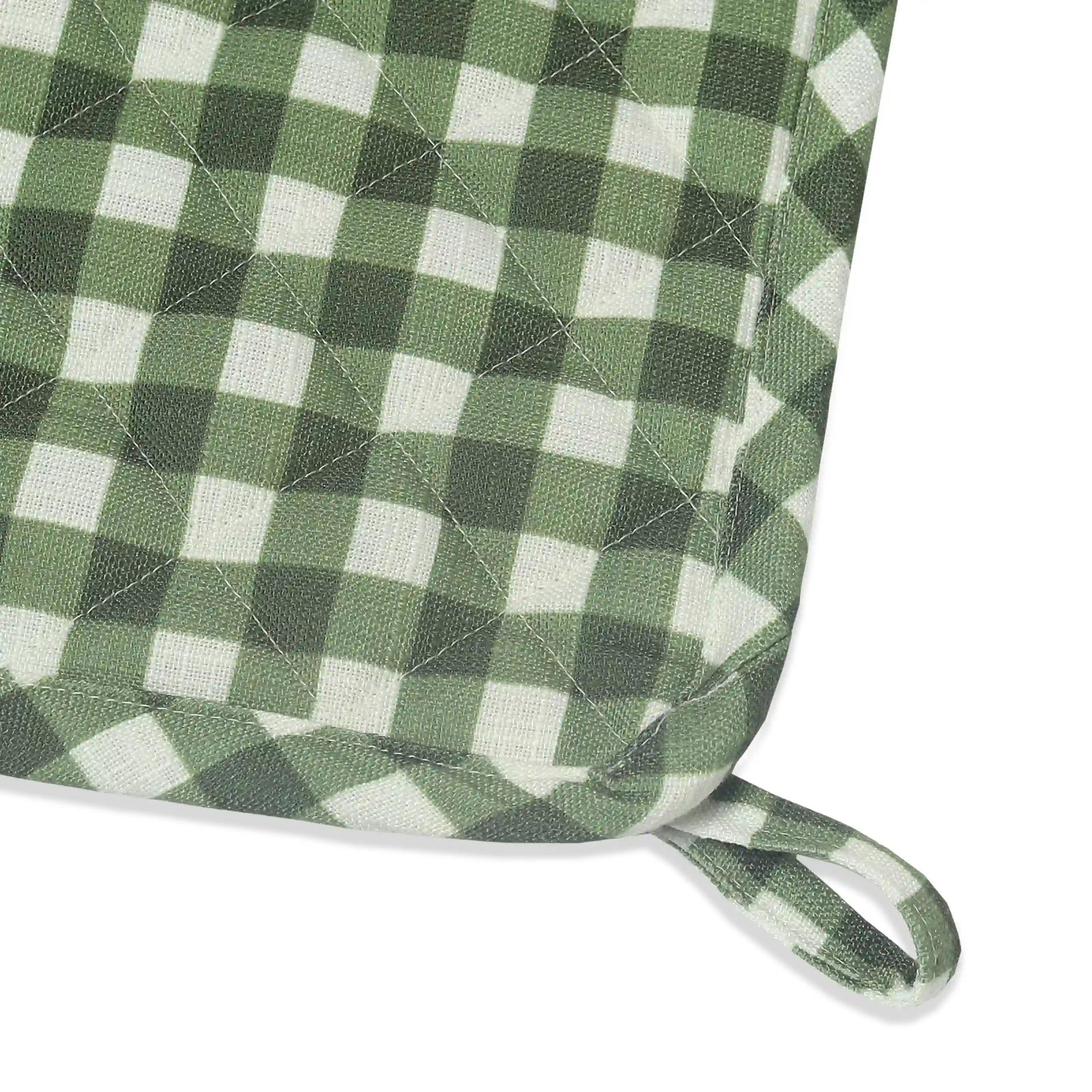 Small Gingham Green Set of 2 Pot Holder | Nonna's Home