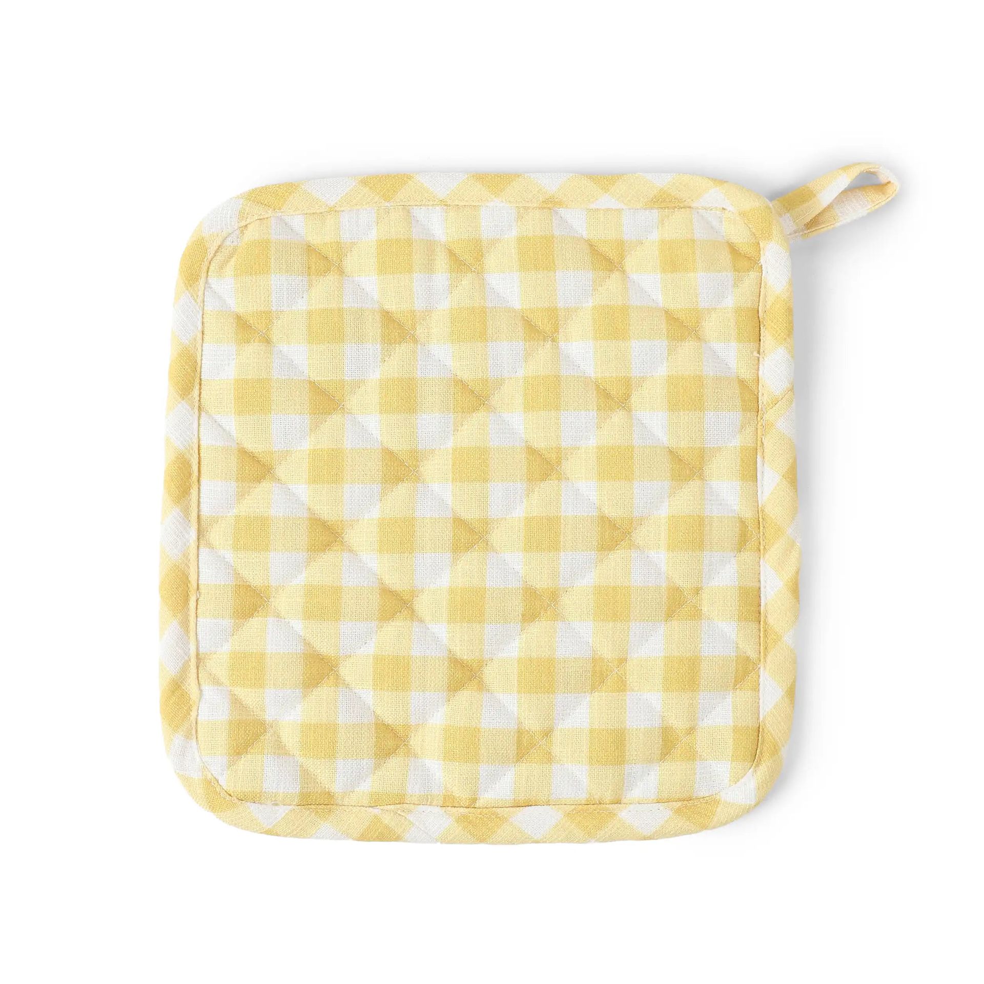 Small Gingham Yellow Set of 2 Pot Holder | Nonna's Home