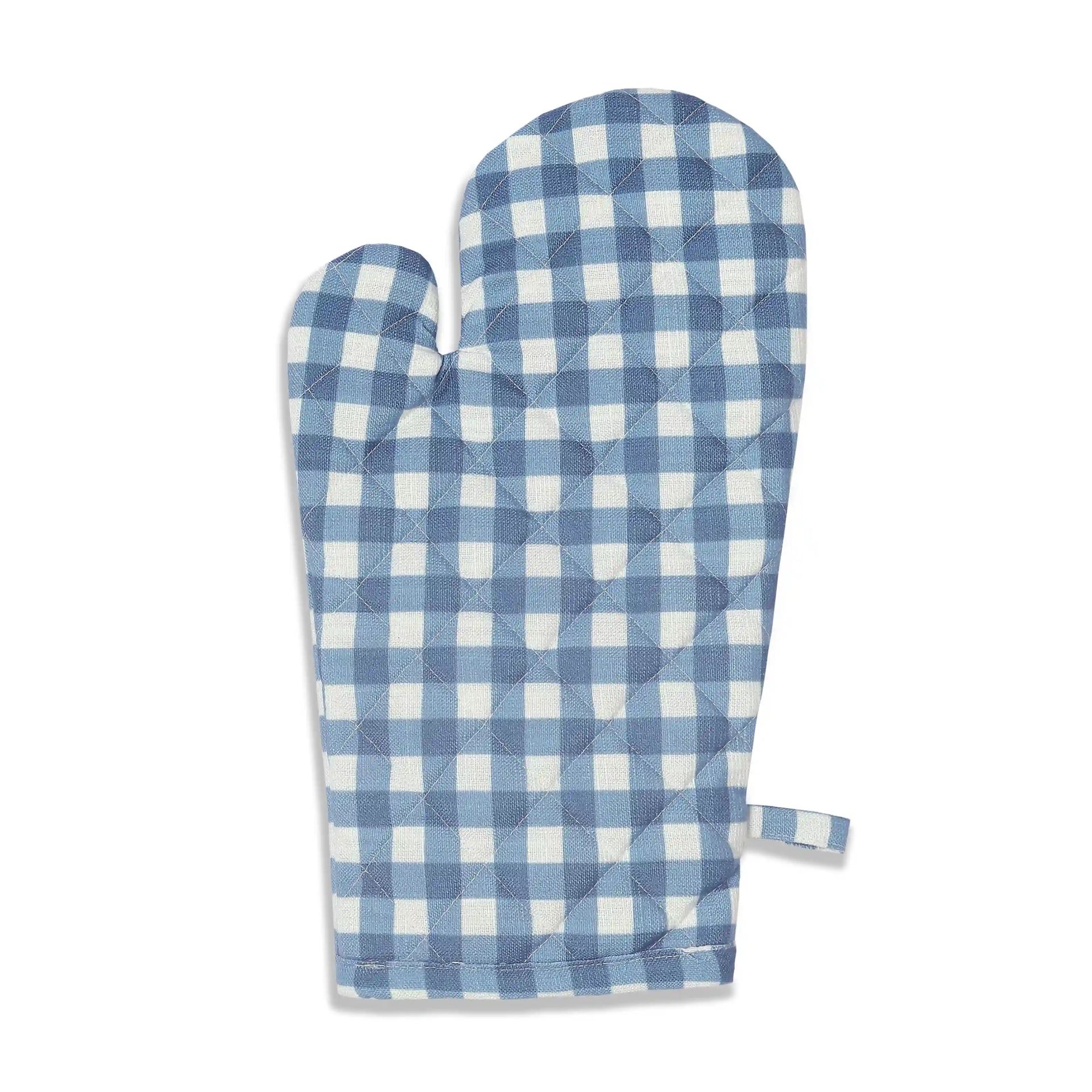 Small Gingham Blue Set of 2 Oven Mitt | Nonna's Home