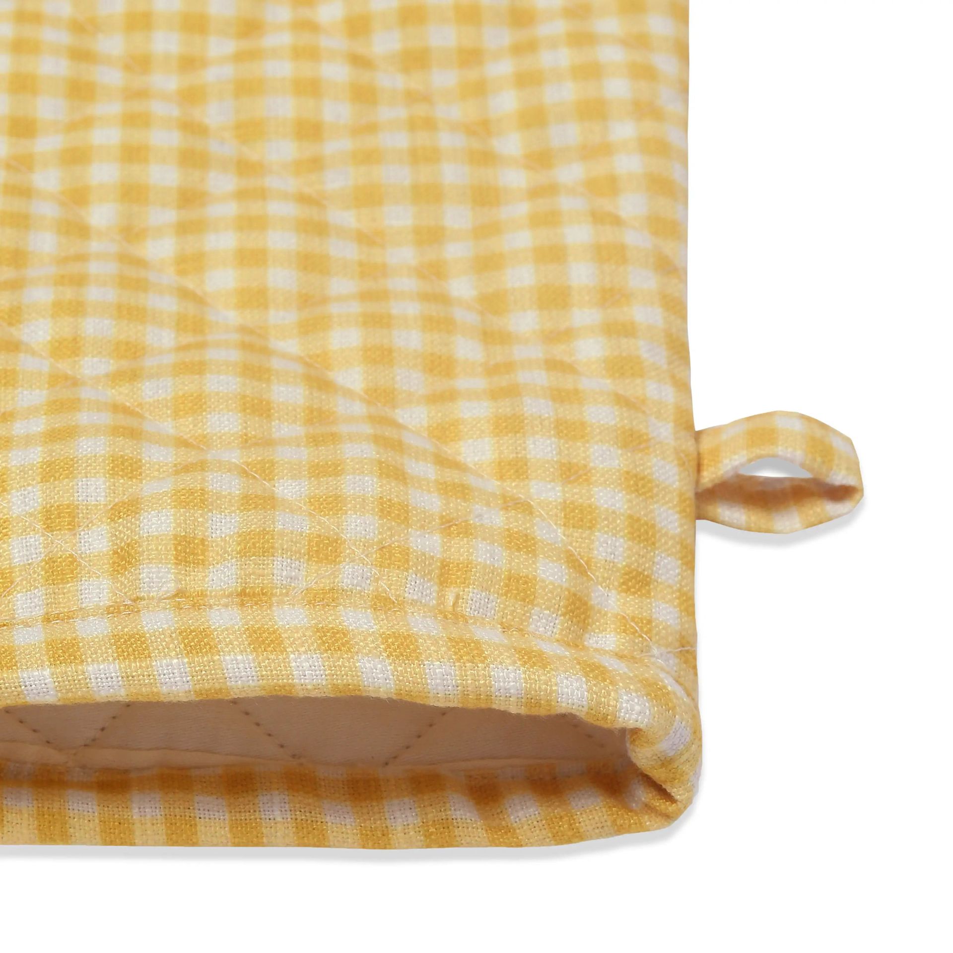 Small Gingham Yellow Set of 2 Oven Mitt | Nonna's Home