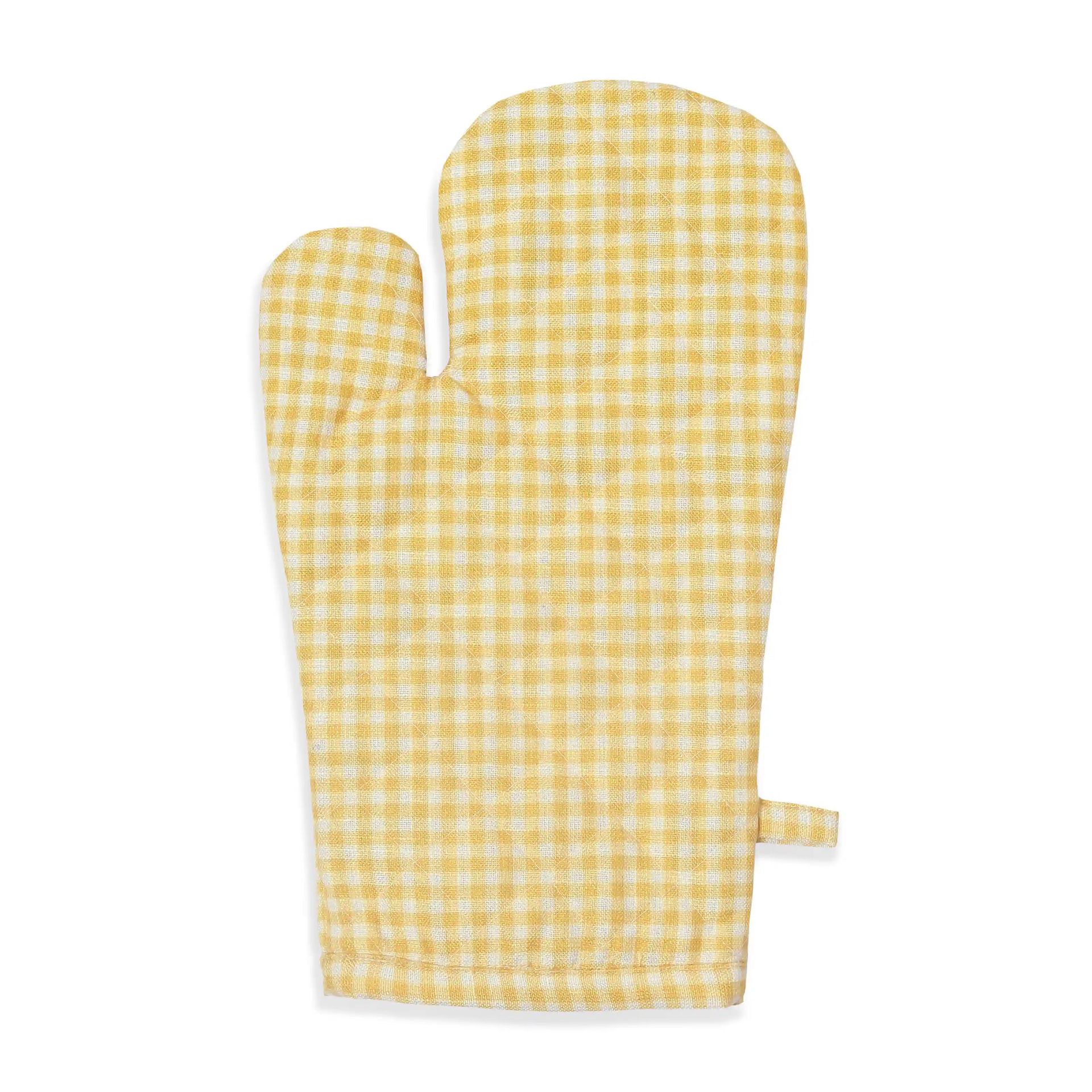 Small Gingham Yellow Set of 2 Oven Mitt | Nonna's Home